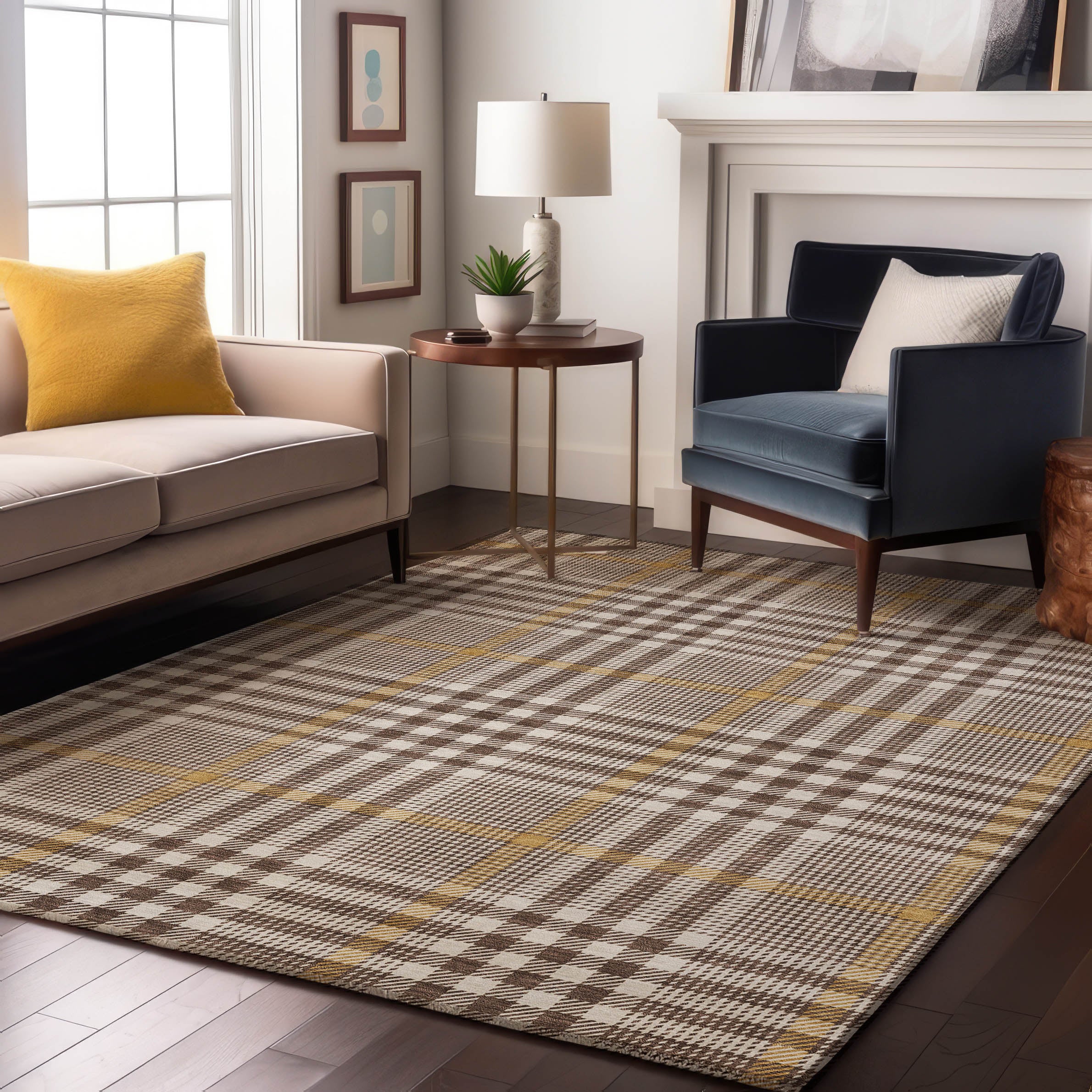Montevideo Machine Washable Transitional Brown Rug 2'6" x 3'10" #shape_Rectangle