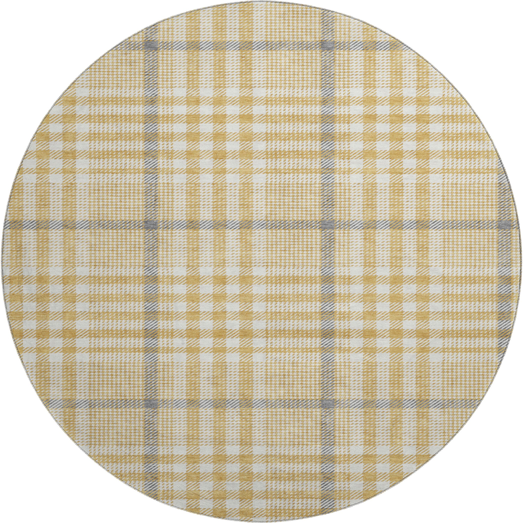 Montevideo Machine Washable Transitional Gold Rug 8' x 8' #shape_Round