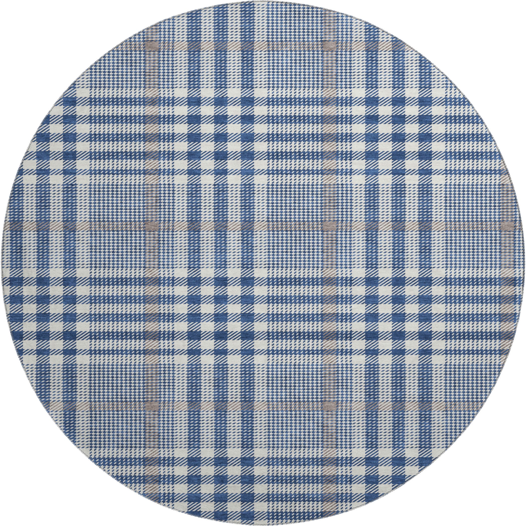 Montevideo Machine Washable Transitional Navy Blue Rug 8' x 8' #shape_Round