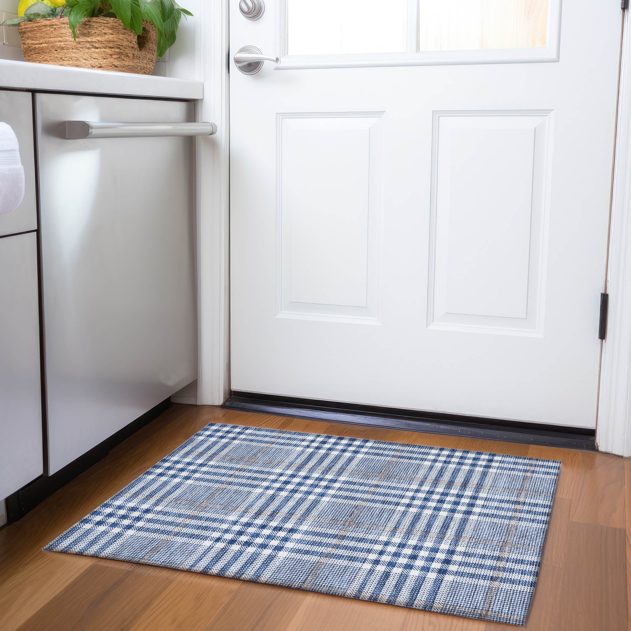 Montevideo Machine Washable Transitional Navy Blue Rug 1'8" x 2'6" #shape_Rectangle