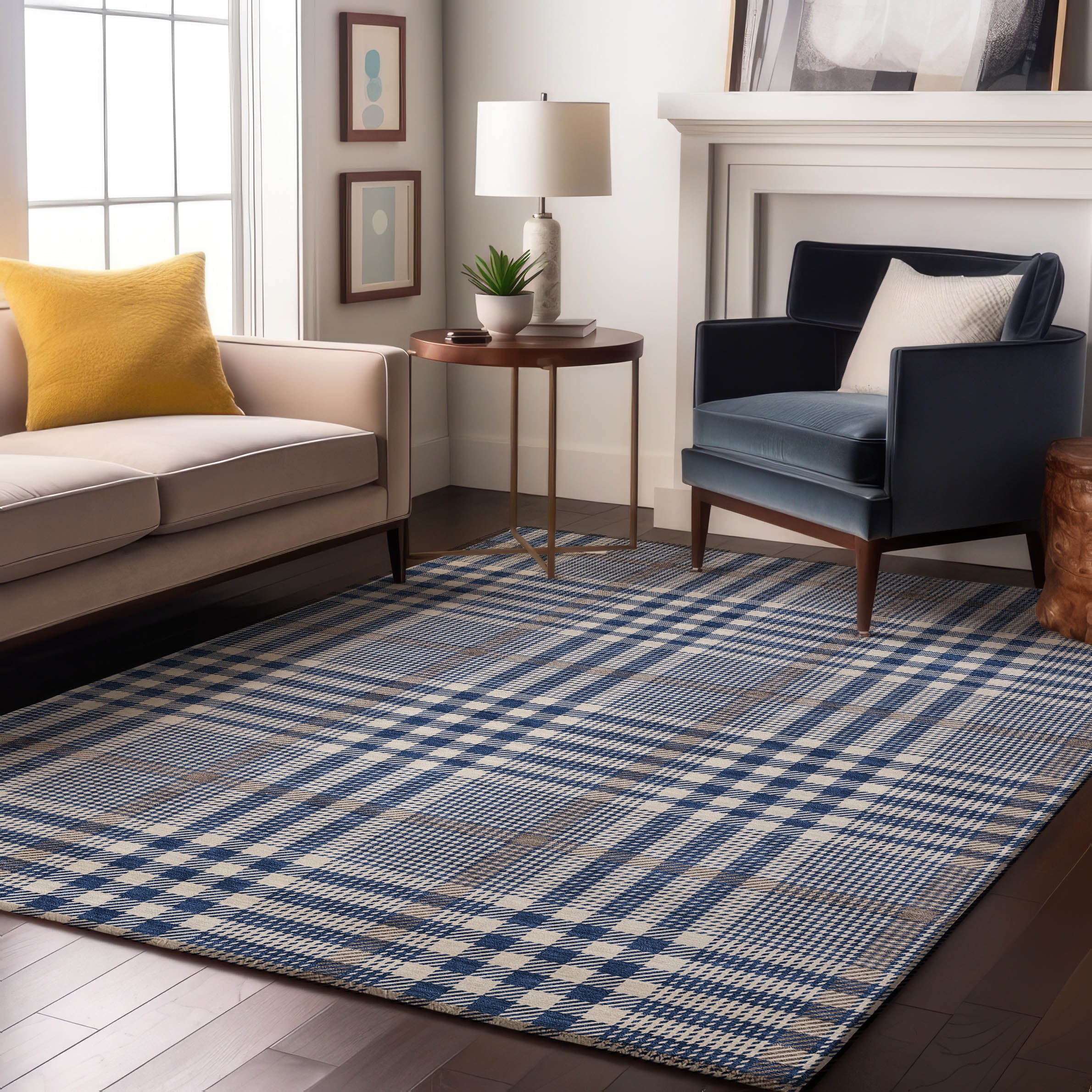 Montevideo Machine Washable Transitional Navy Blue Rug 2'6" x 3'10" #shape_Rectangle