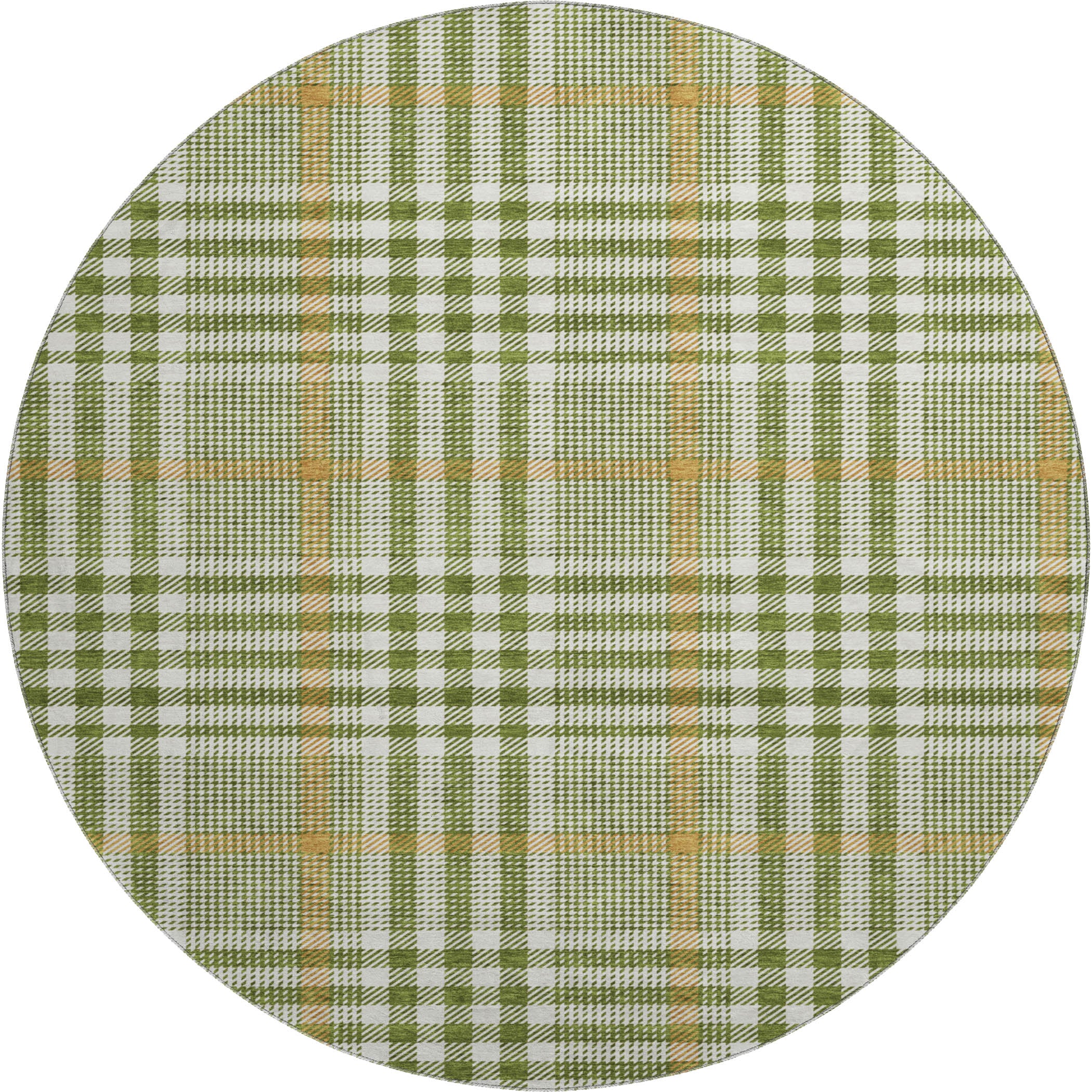 Montevideo Machine Washable Transitional Olive Green Rug 8' x 8' #shape_Round