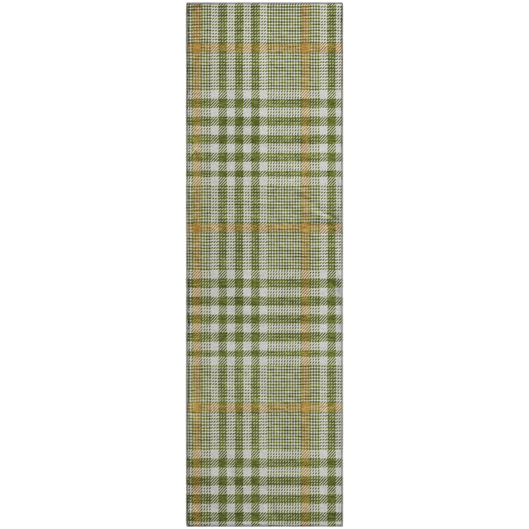Montevideo Machine Washable Transitional Olive Green Rug 2'3" x 7'6" #shape_Runner