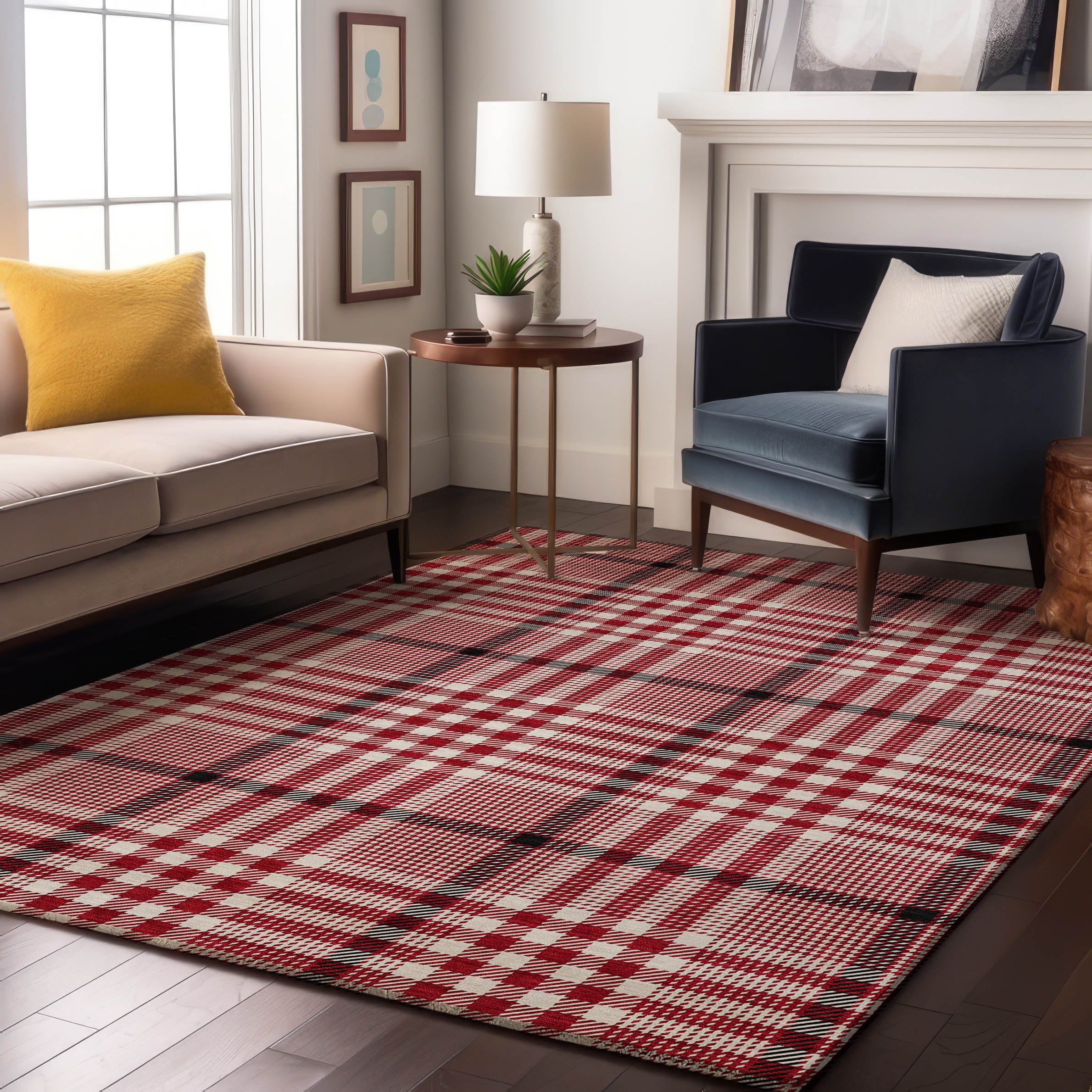 Montevideo Machine Washable Transitional Red Rug 2'6" x 3'10" #shape_Rectangle