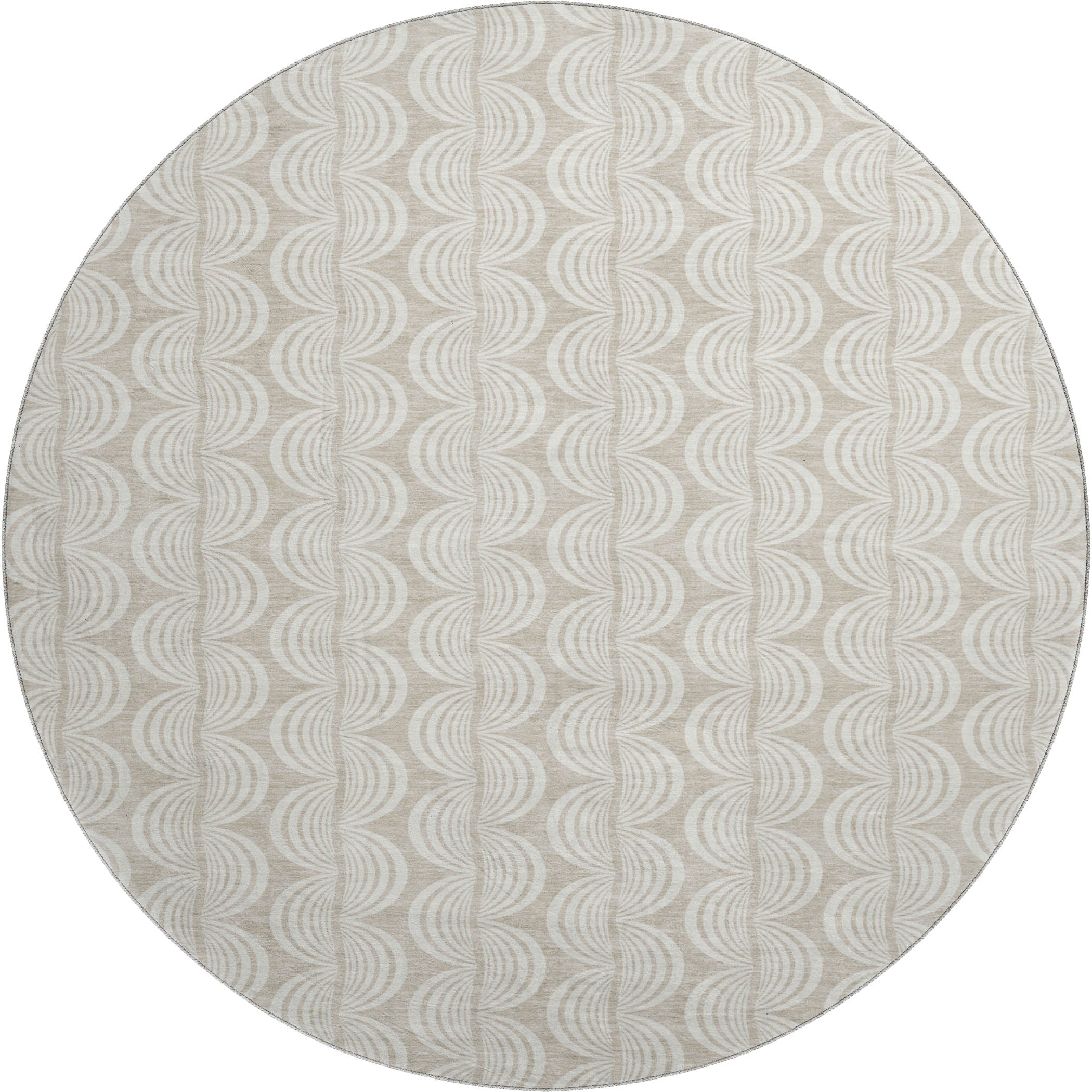 Montevideo Machine Washable Transitional Beige Brown Rug 8' x 8' #shape_Round