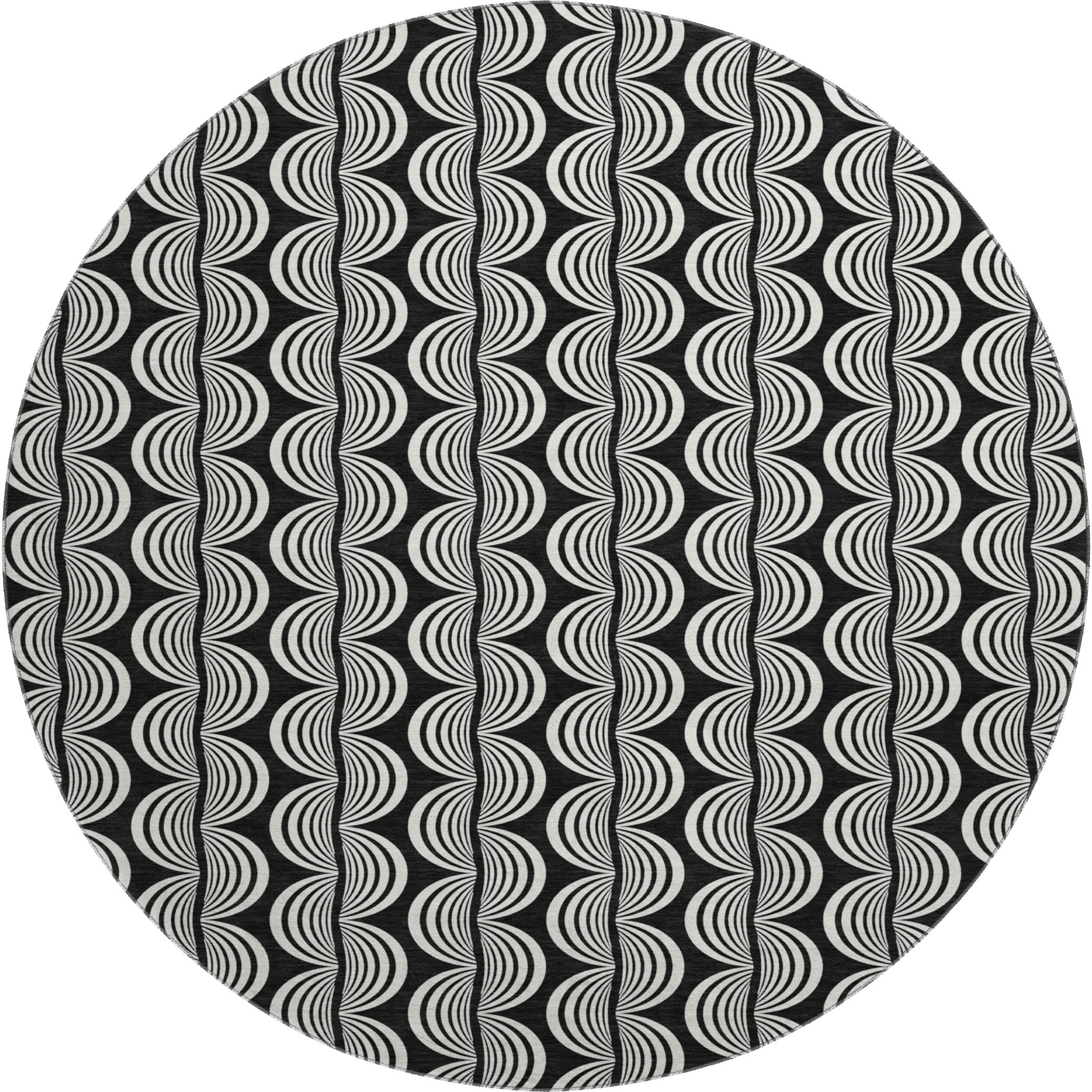Montevideo Machine Washable Transitional Black Rug 8' x 8' #shape_Round