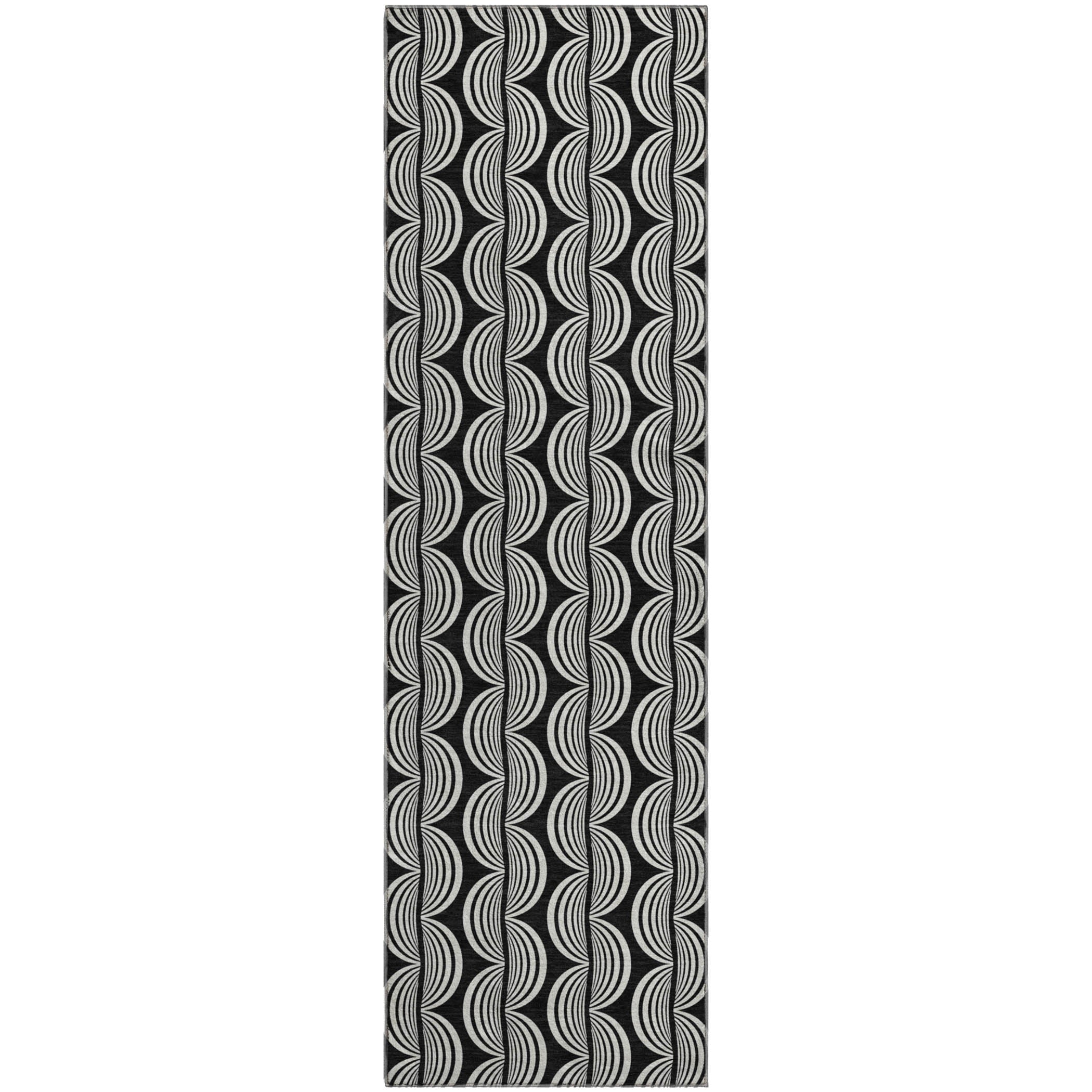 Montevideo Machine Washable Transitional Black Rug 2'3" x 7'6" #shape_Runner