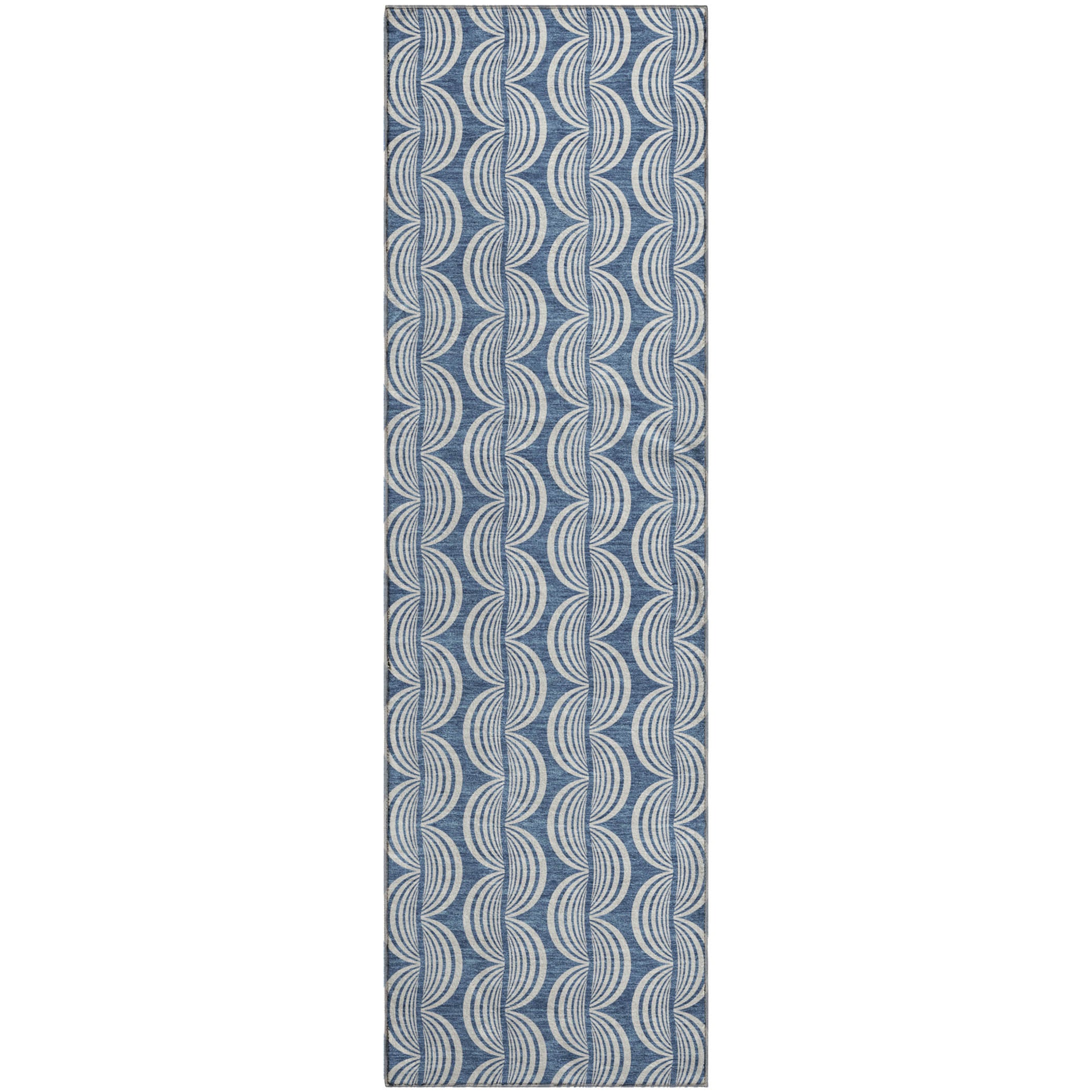 Montevideo Machine Washable Transitional Denim Blue Rug 2'3" x 7'6" #shape_Runner