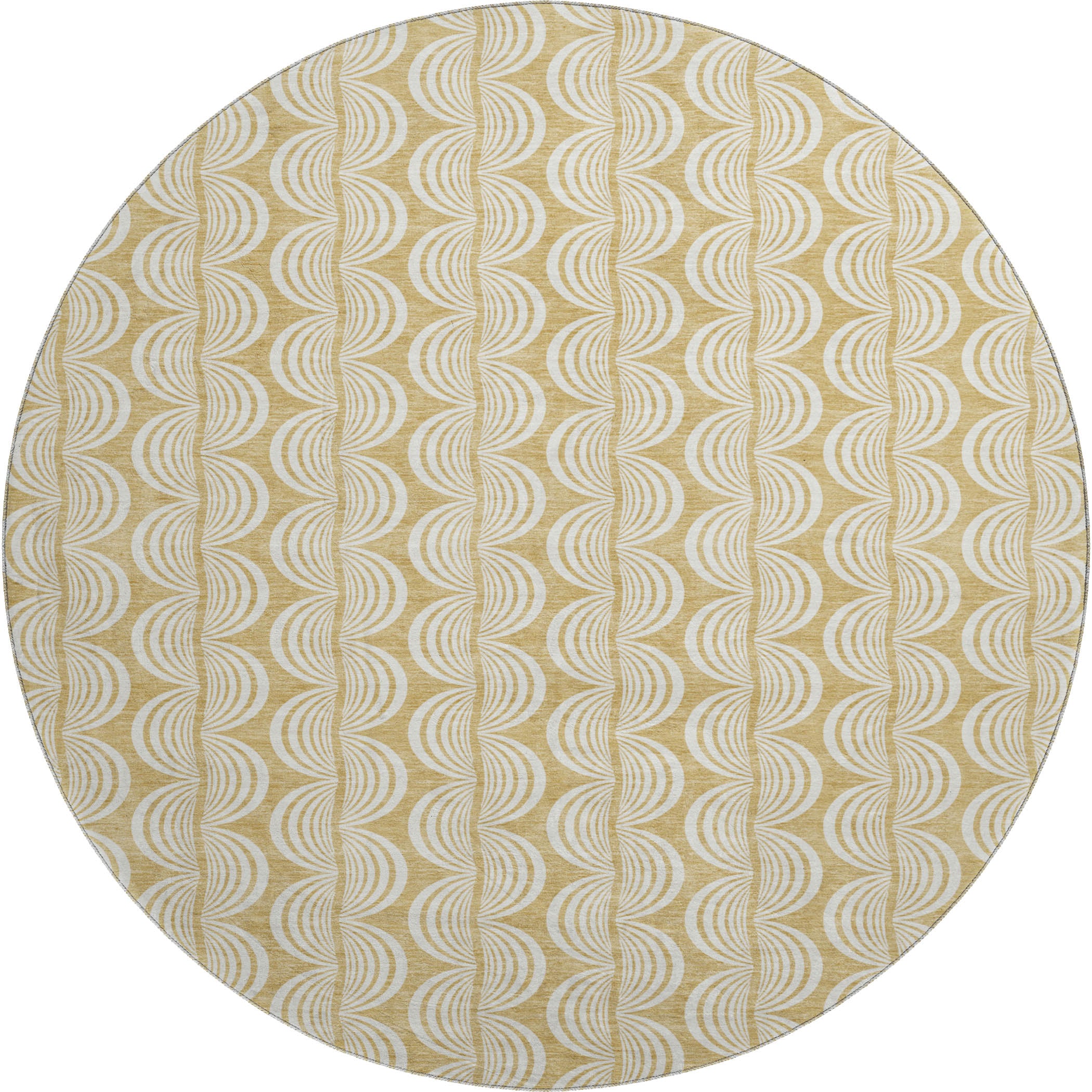 Montevideo Machine Washable Transitional Gold Rug 8' x 8' #shape_Round