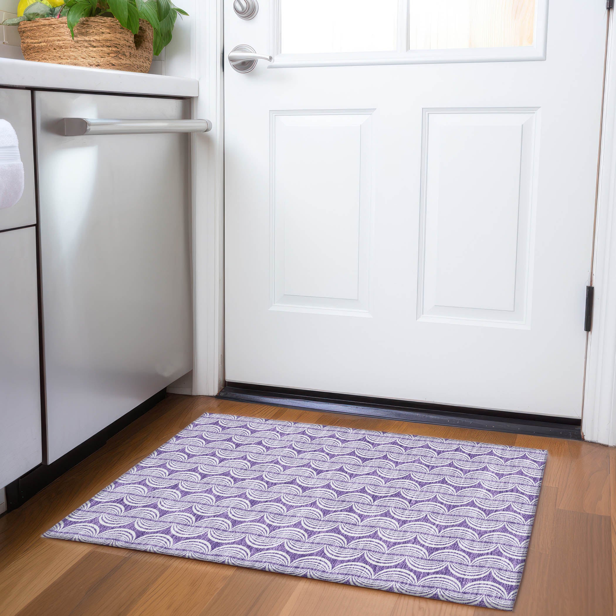 Montevideo Machine Washable Transitional Purple Rug 1'8" x 2'6" #shape_Rectangle