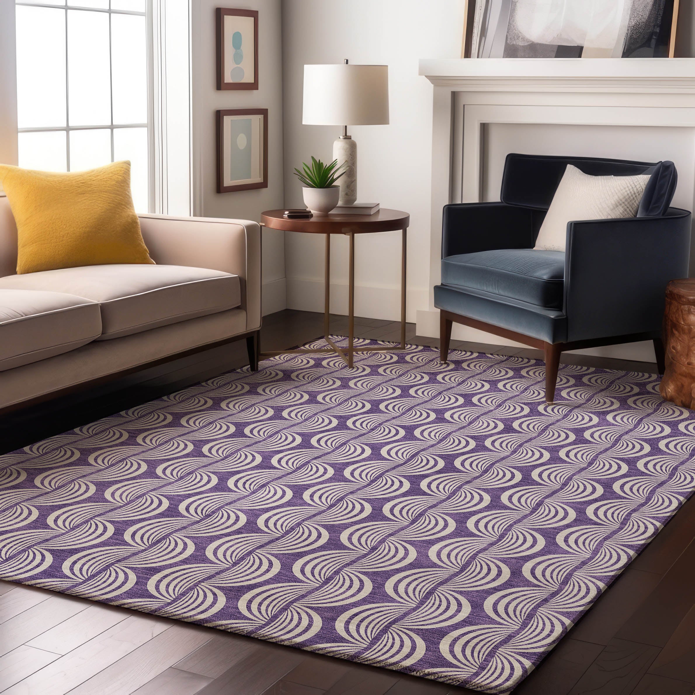 Montevideo Machine Washable Transitional Purple Rug 2'6" x 3'10" #shape_Rectangle