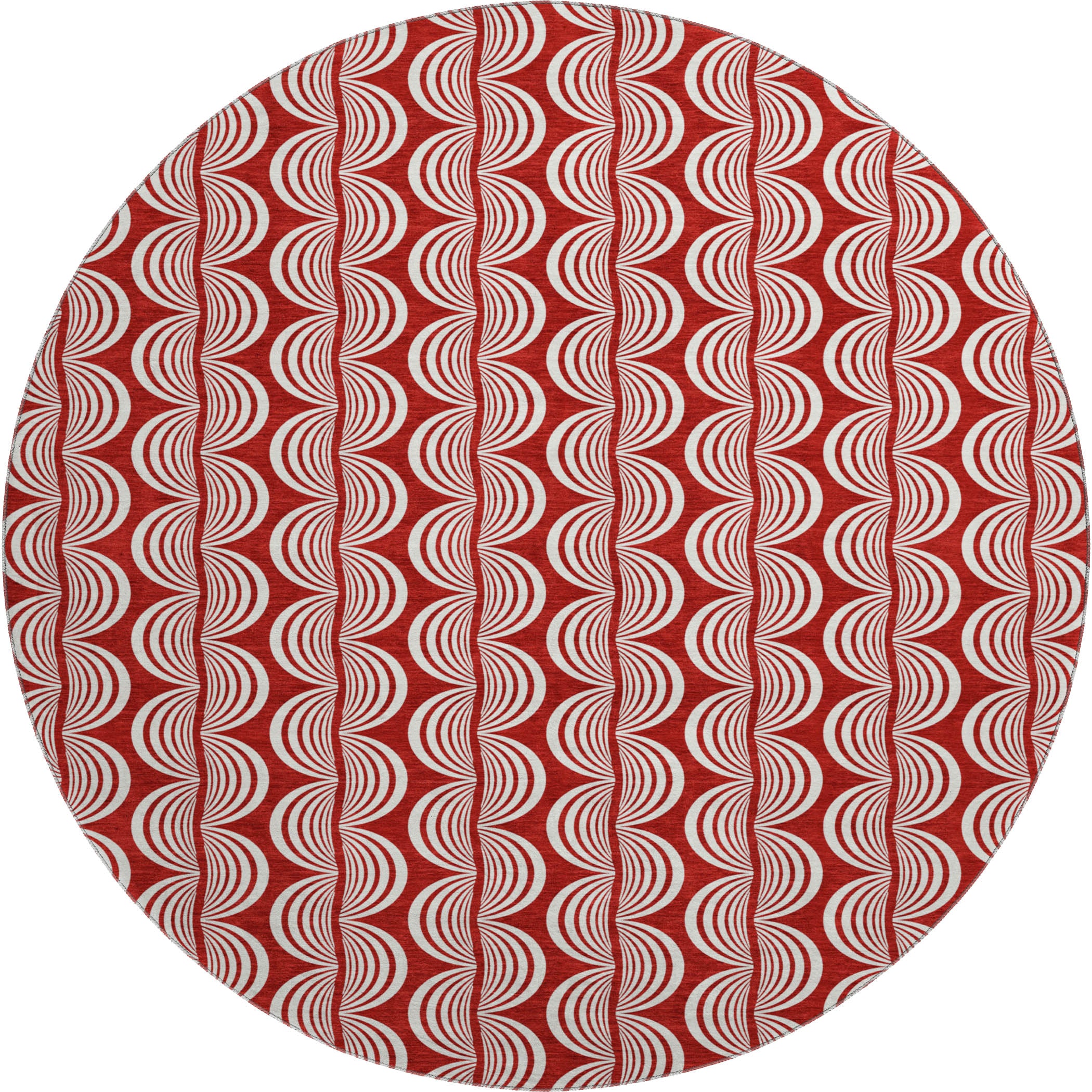 Montevideo Machine Washable Transitional Red Rug 8' x 8' #shape_Round