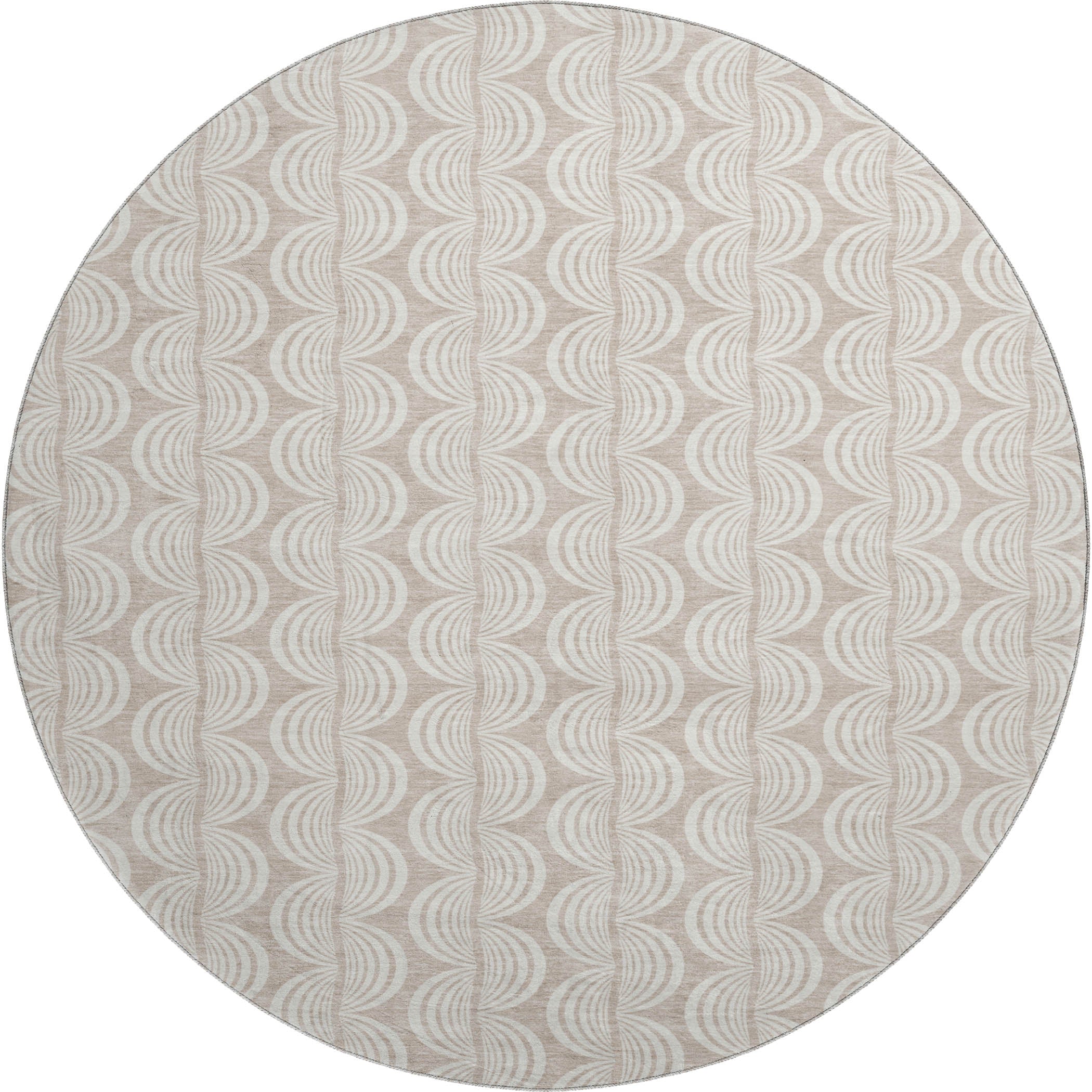 Oaxaca Machine Washable Transitional Khaki Brown Rug 8' x 8' #shape_Round