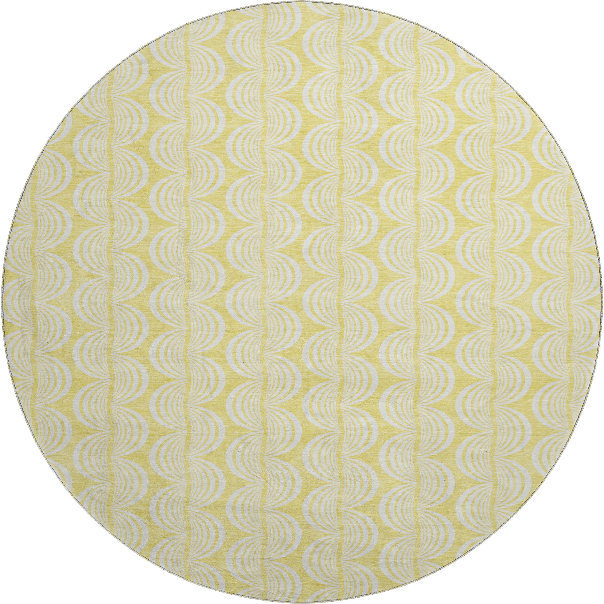 Oaxaca Machine Washable Transitional Yellow Gold Rug 8' x 8' #shape_Round