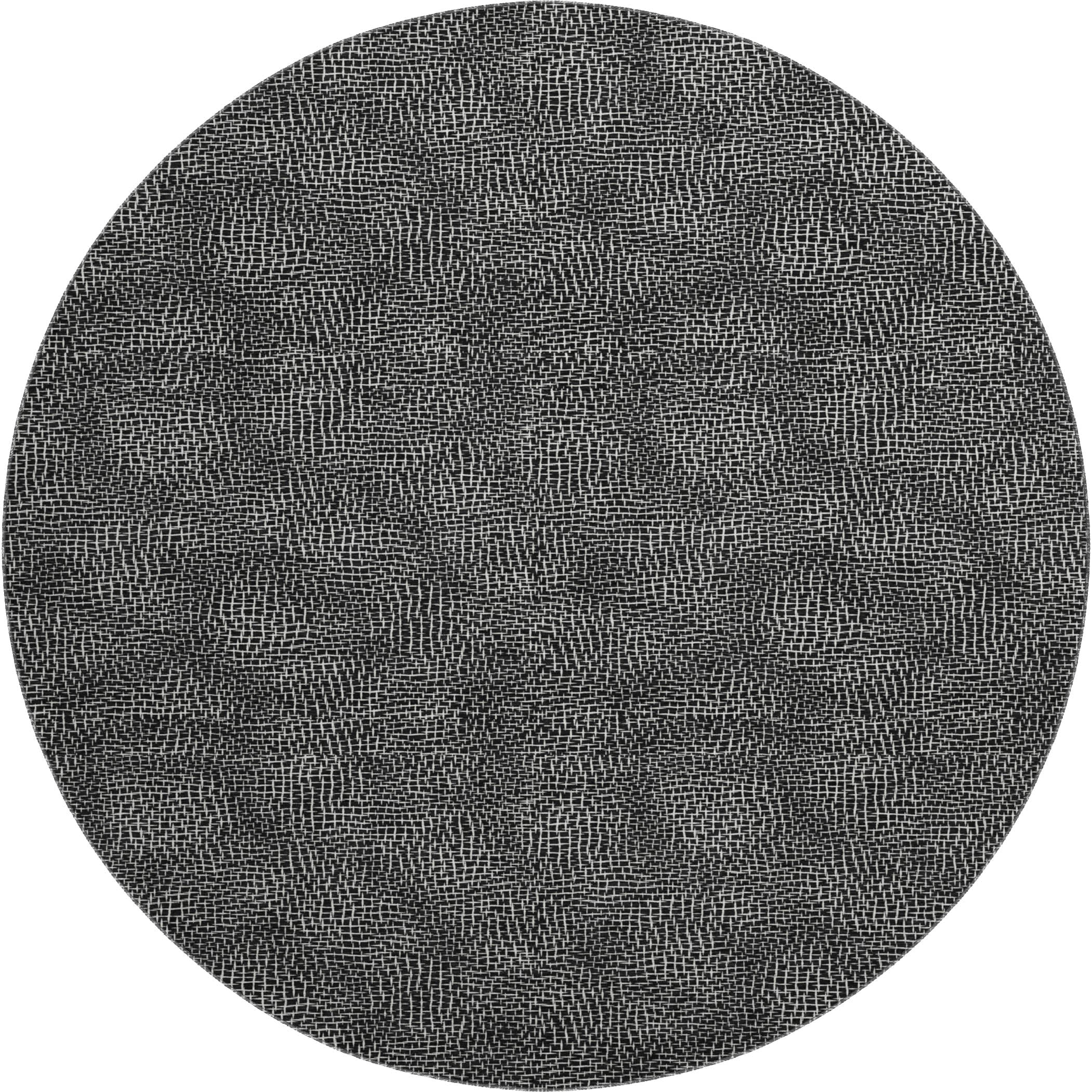 Split Machine Washable Transitional Black Rug 8' x 8' #shape_Round