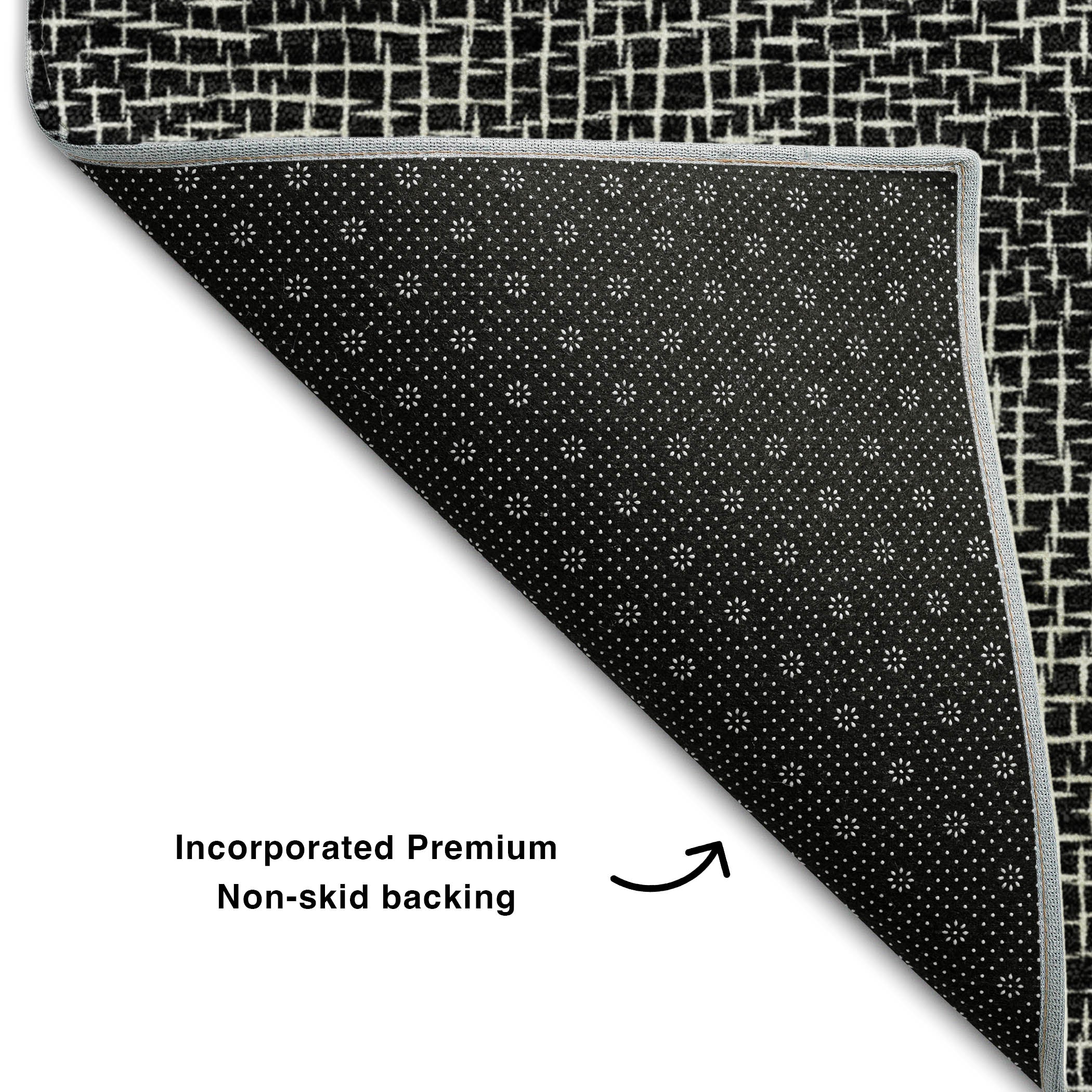 Split Machine Washable Transitional Black Rug 1'8" x 2'6" #shape_Rectangle