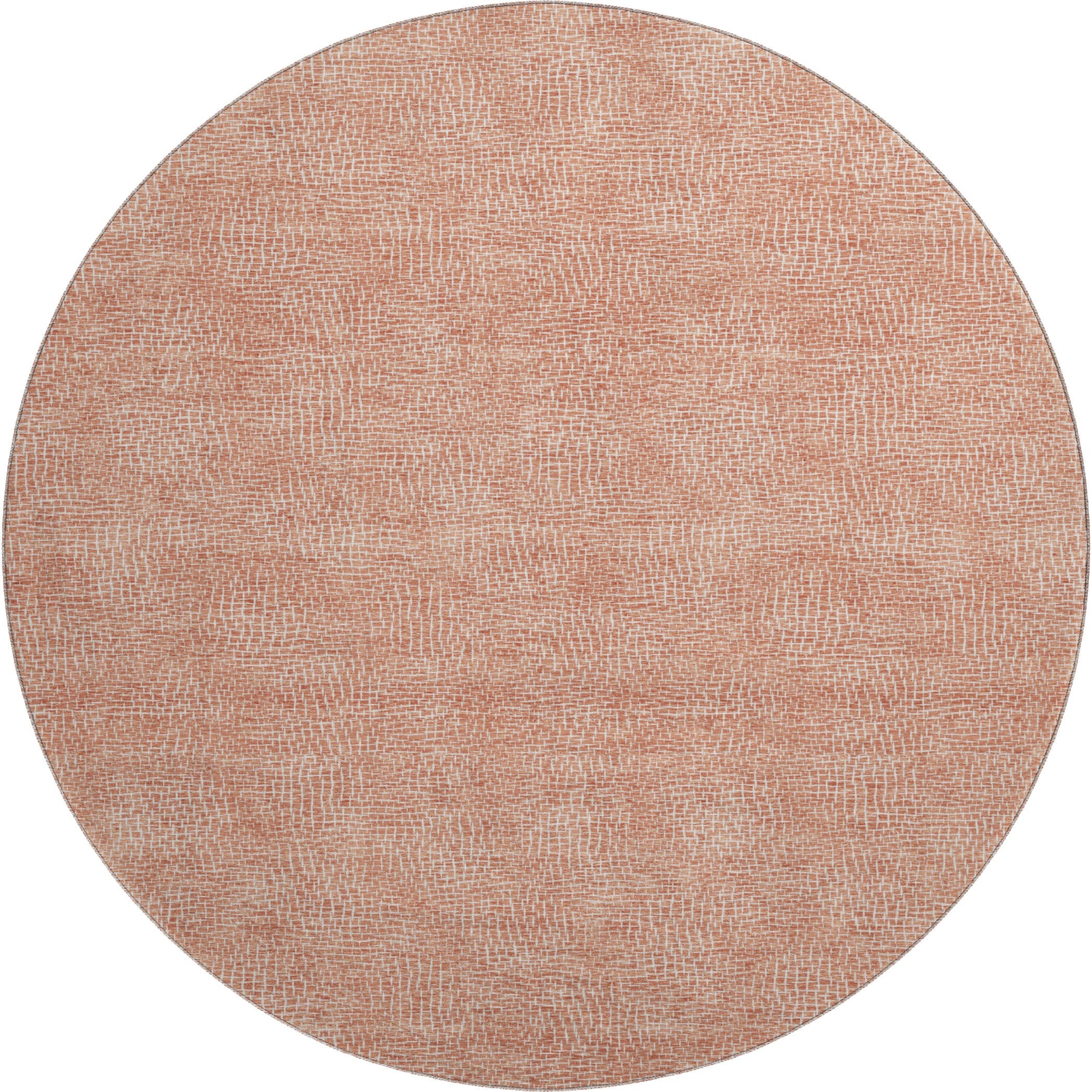 Split Machine Washable Transitional Copper Orange Rug 8' x 8' #shape_Round