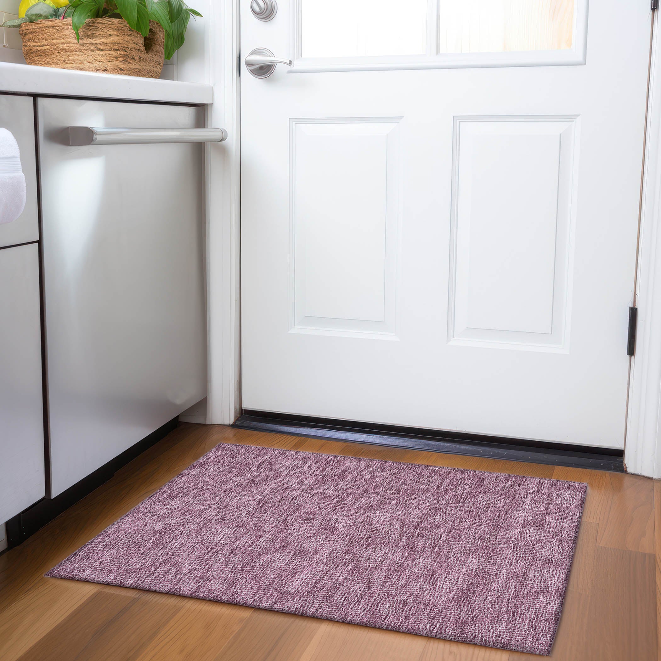Split Machine Washable Transitional Eggplant Purple Rug 1'8" x 2'6" #shape_Rectangle