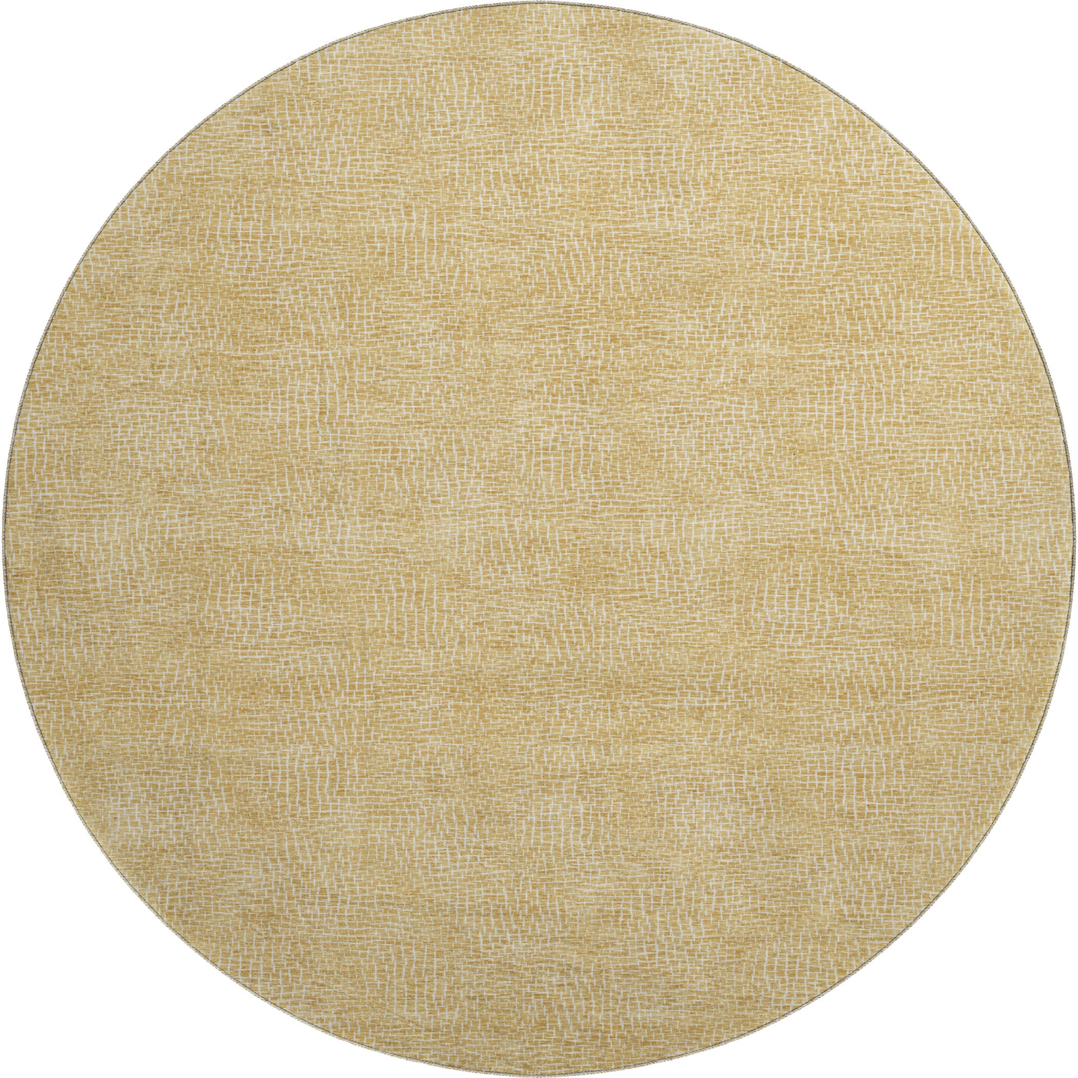 Split Machine Washable Transitional Gold Rug 8' x 8' #shape_Round