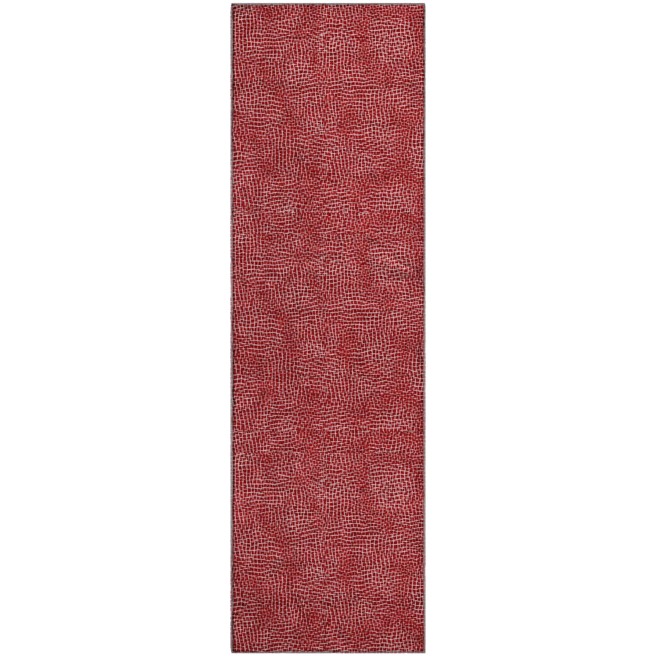 Split Machine Washable Transitional Red Rug 2'3" x 7'6" #shape_Runner