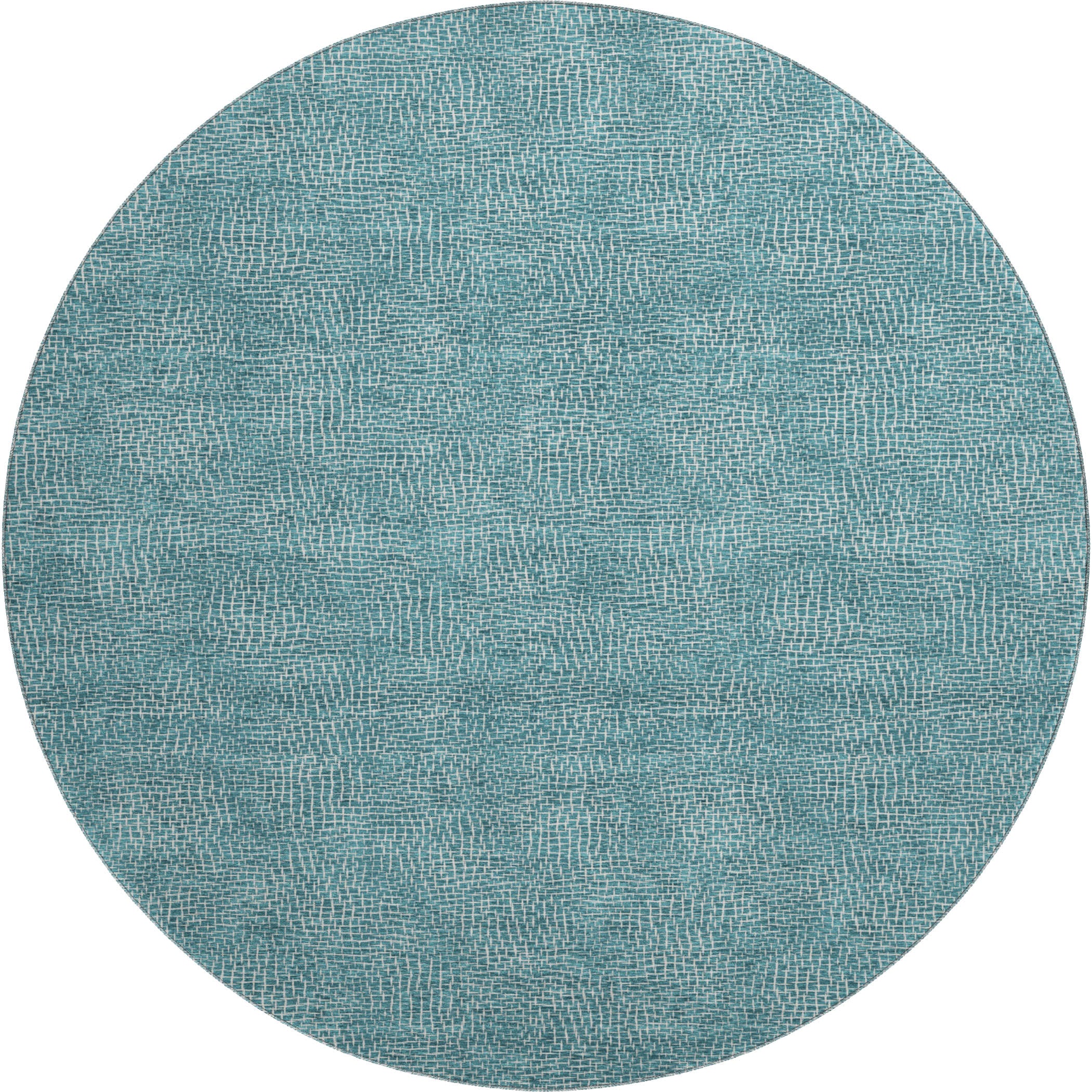 Split Machine Washable Transitional Teal Rug 8' x 8' #shape_Round