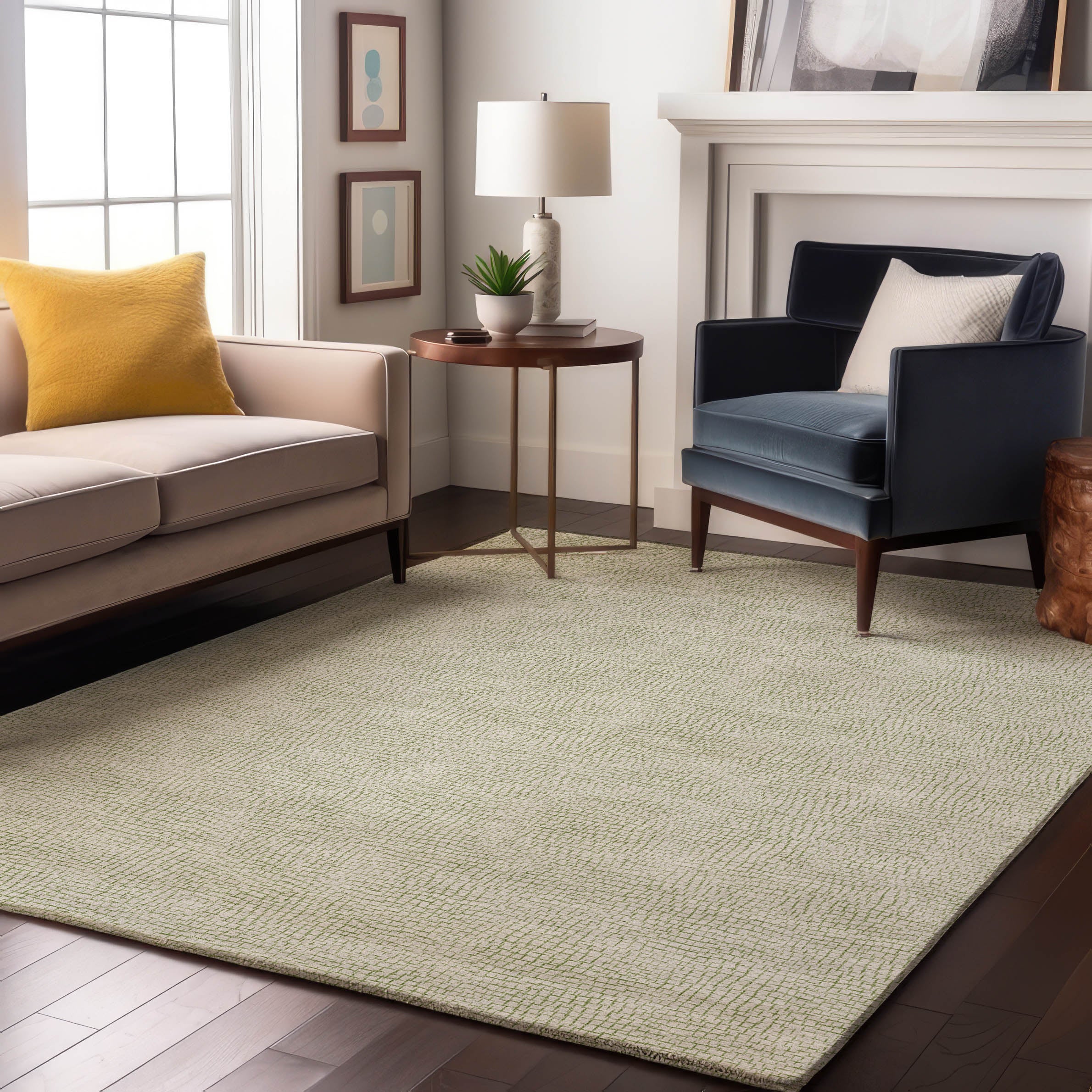 Seoul Machine Washable Transitional Aloe Green Rug 2'6" x 3'10" #shape_Rectangle