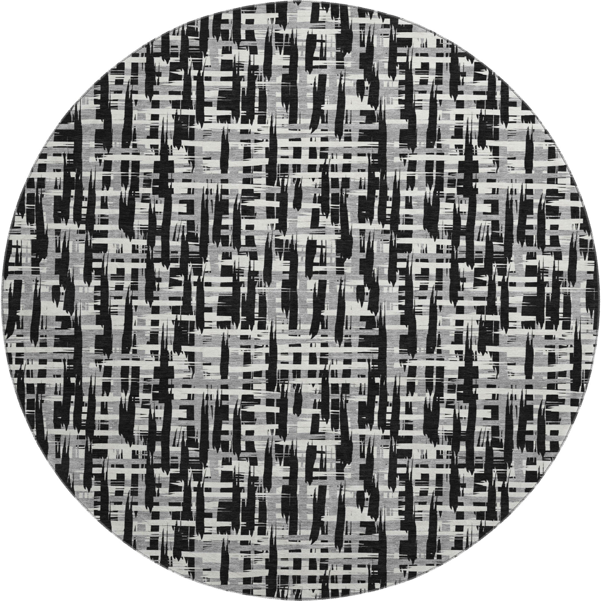 Cusco Machine Washable Transitional Black Rug 8' x 8' #shape_Round