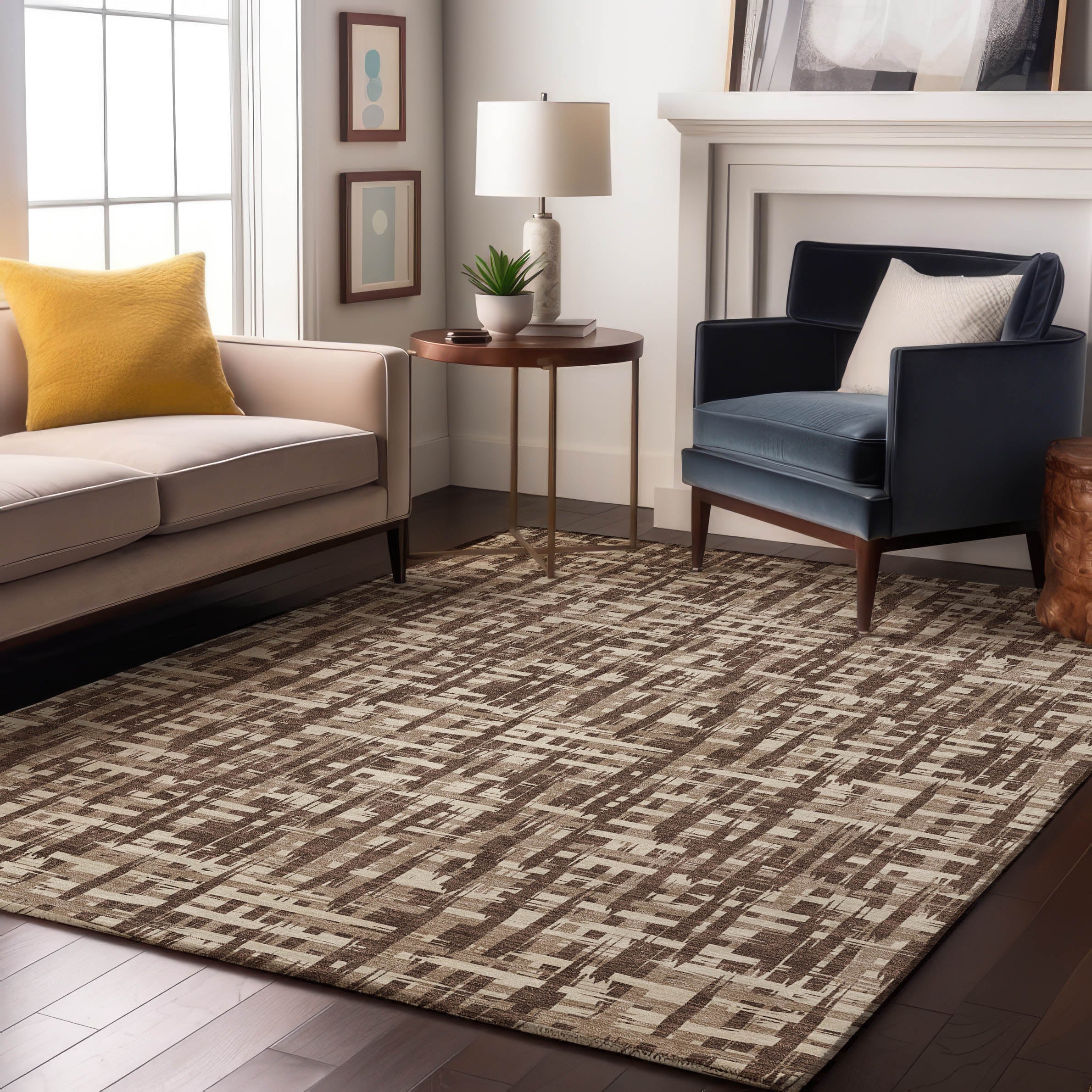 Cusco Machine Washable Transitional Brown Rug 2'6" x 3'10" #shape_Rectangle