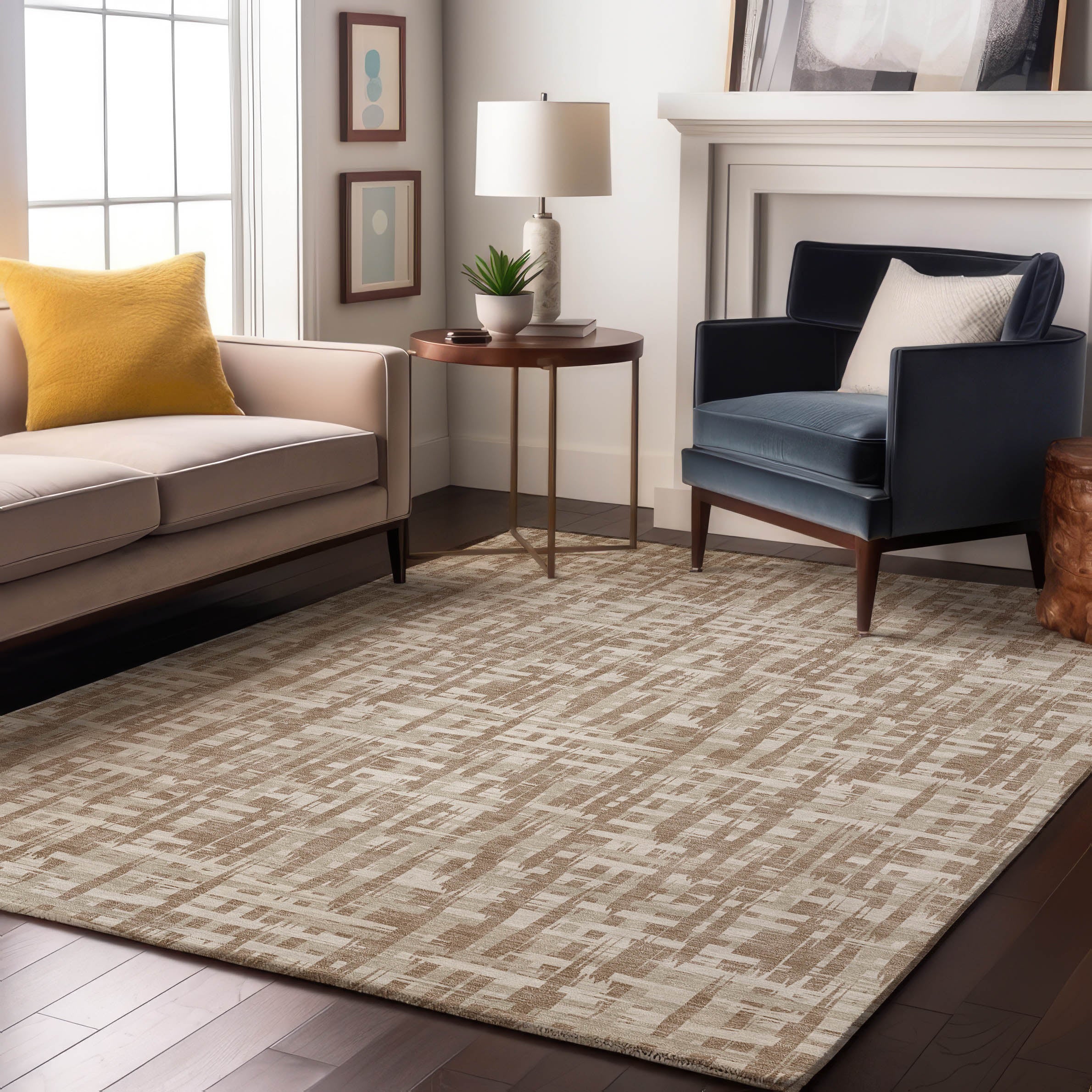 Cusco Machine Washable Transitional Tan Brown Rug 2'6" x 3'10" #shape_Rectangle