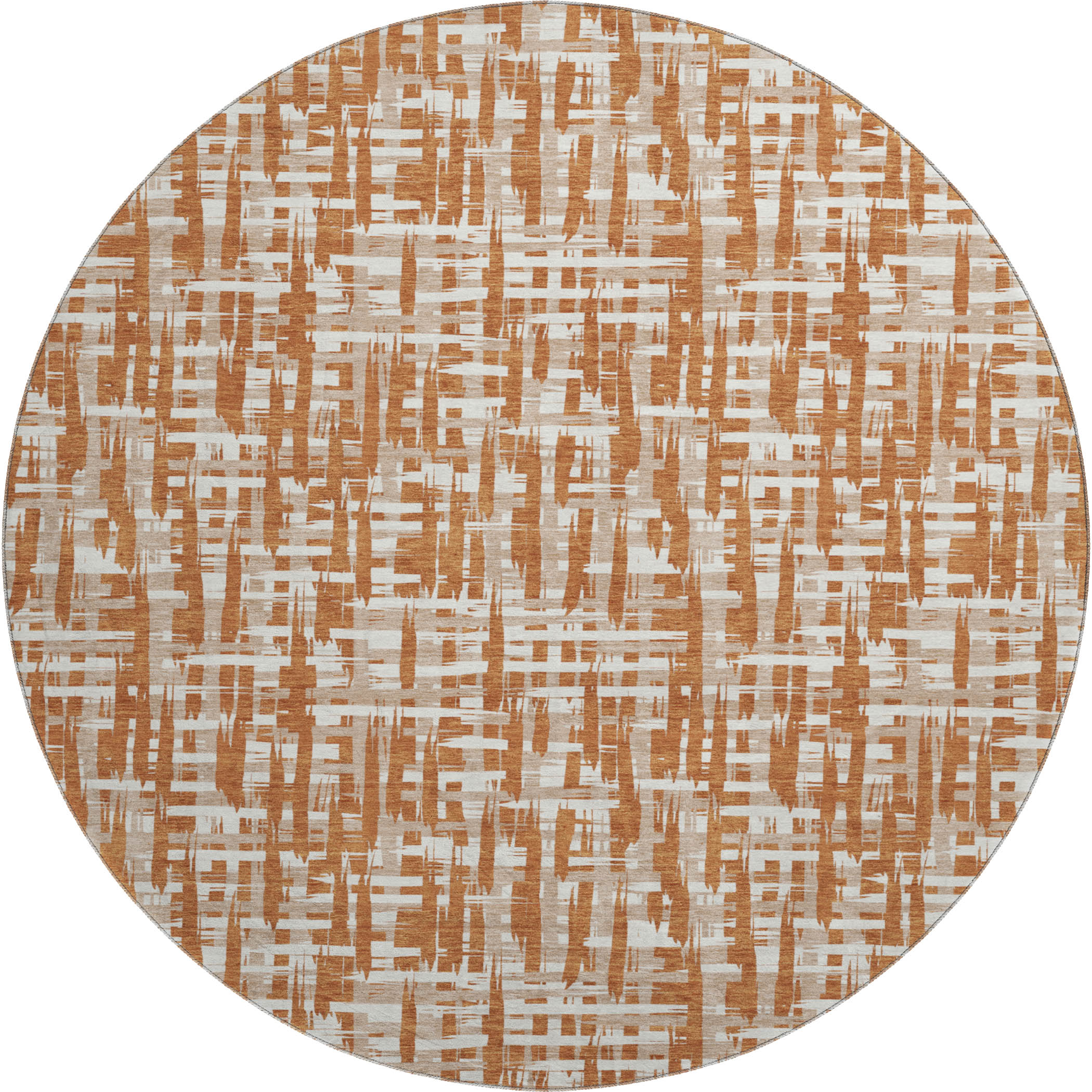 Cusco Machine Washable Transitional Terracotta Orange Rug 8' x 8' #shape_Round