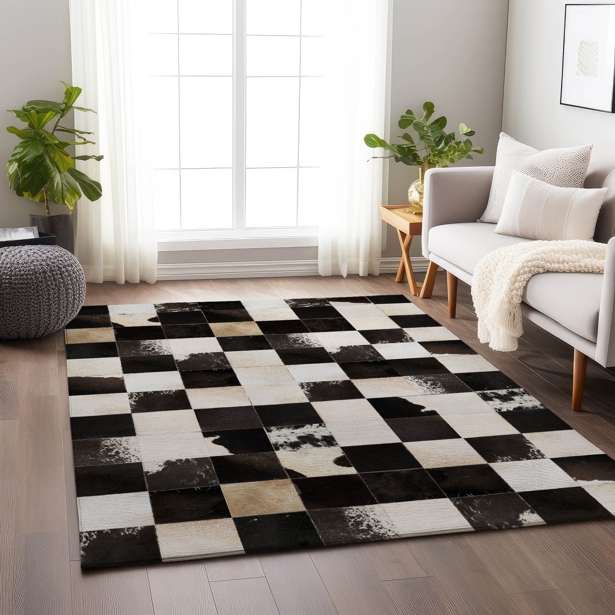 Sintra Machine Washable Cowhide Black Rug 2'6" x 3'10" #shape_Rectangle