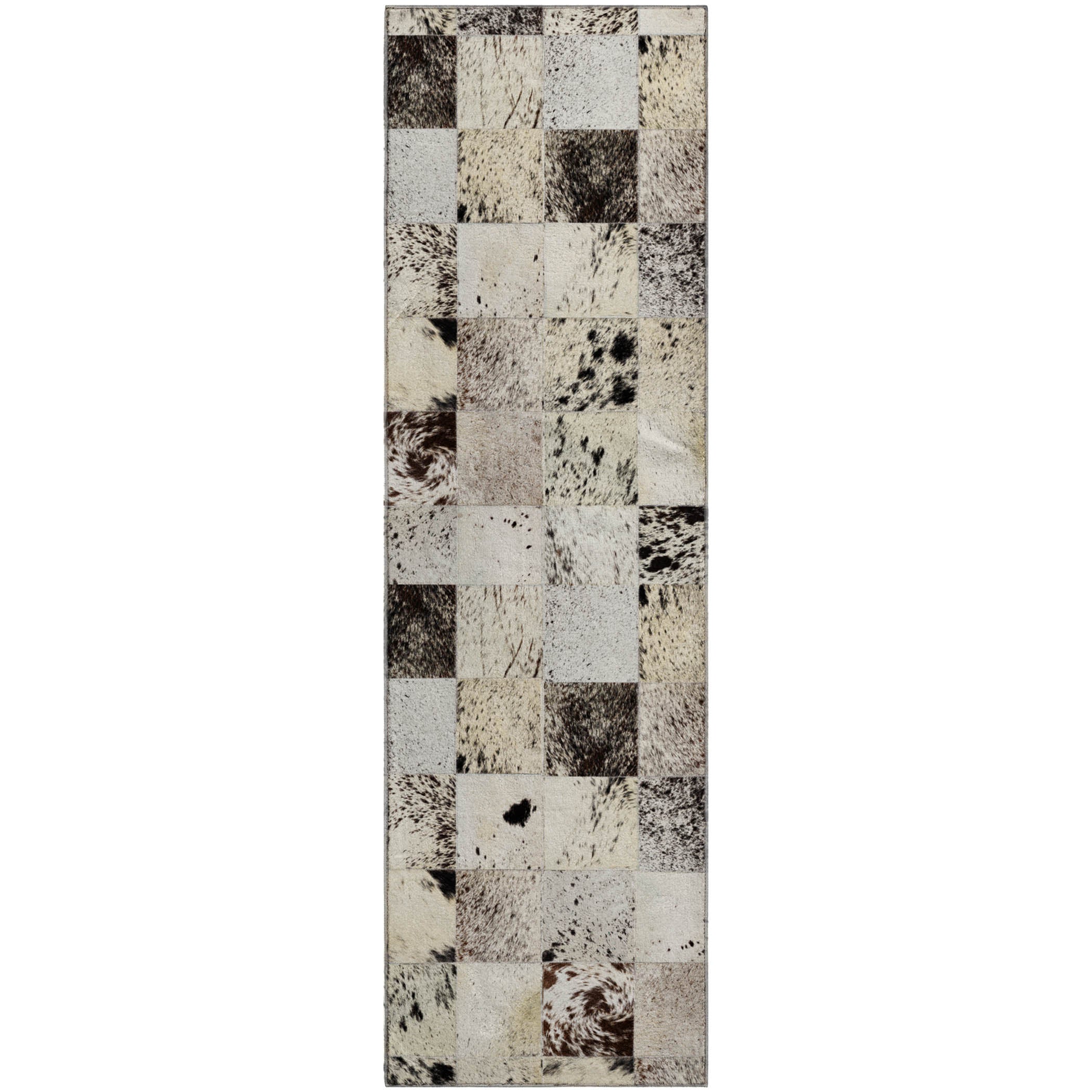 Sintra Machine Washable Cowhide Granite Black Rug 2'3" x 7'6" #shape_Runner