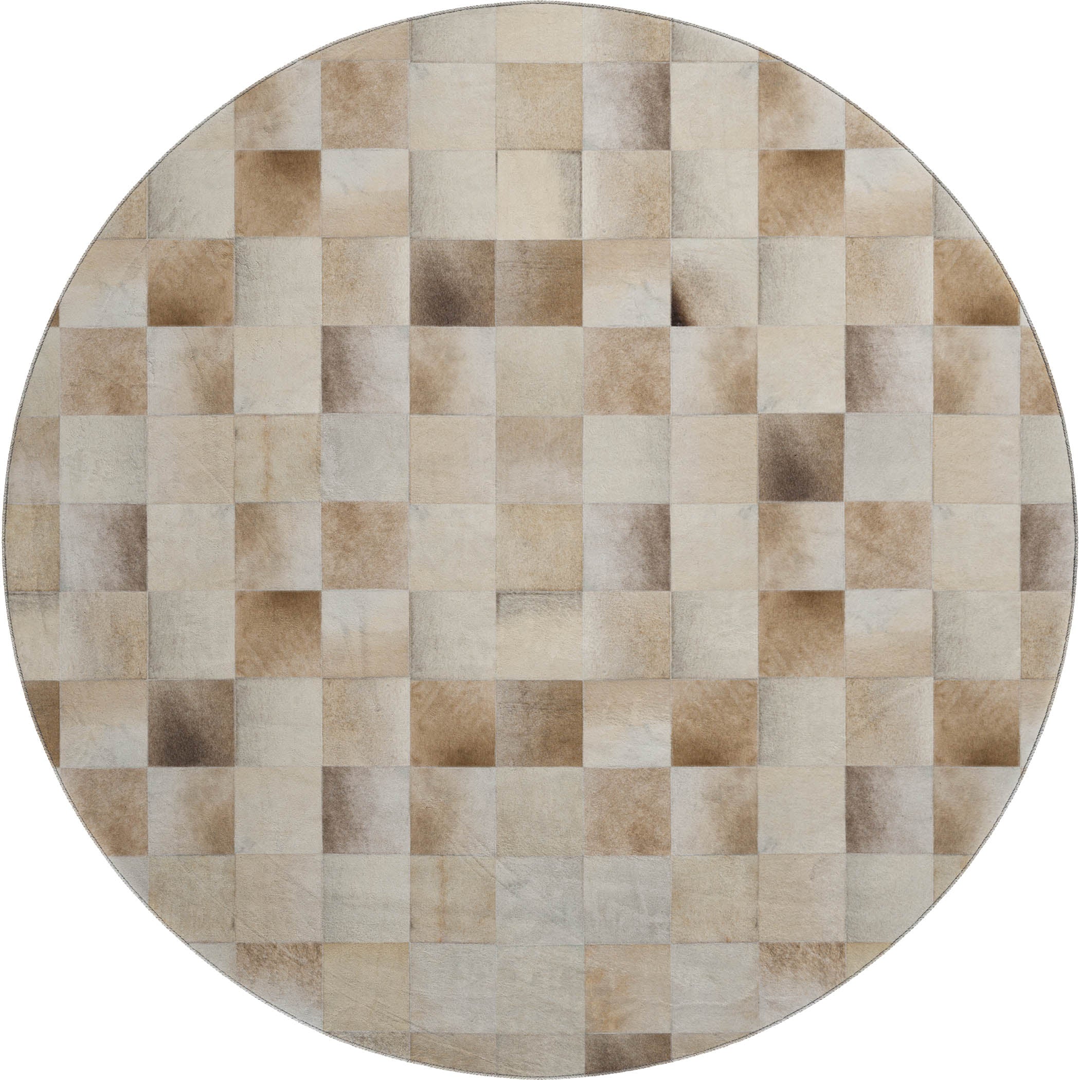 Sintra Machine Washable Cowhide Taupe Rug 8' x 8' #shape_Round