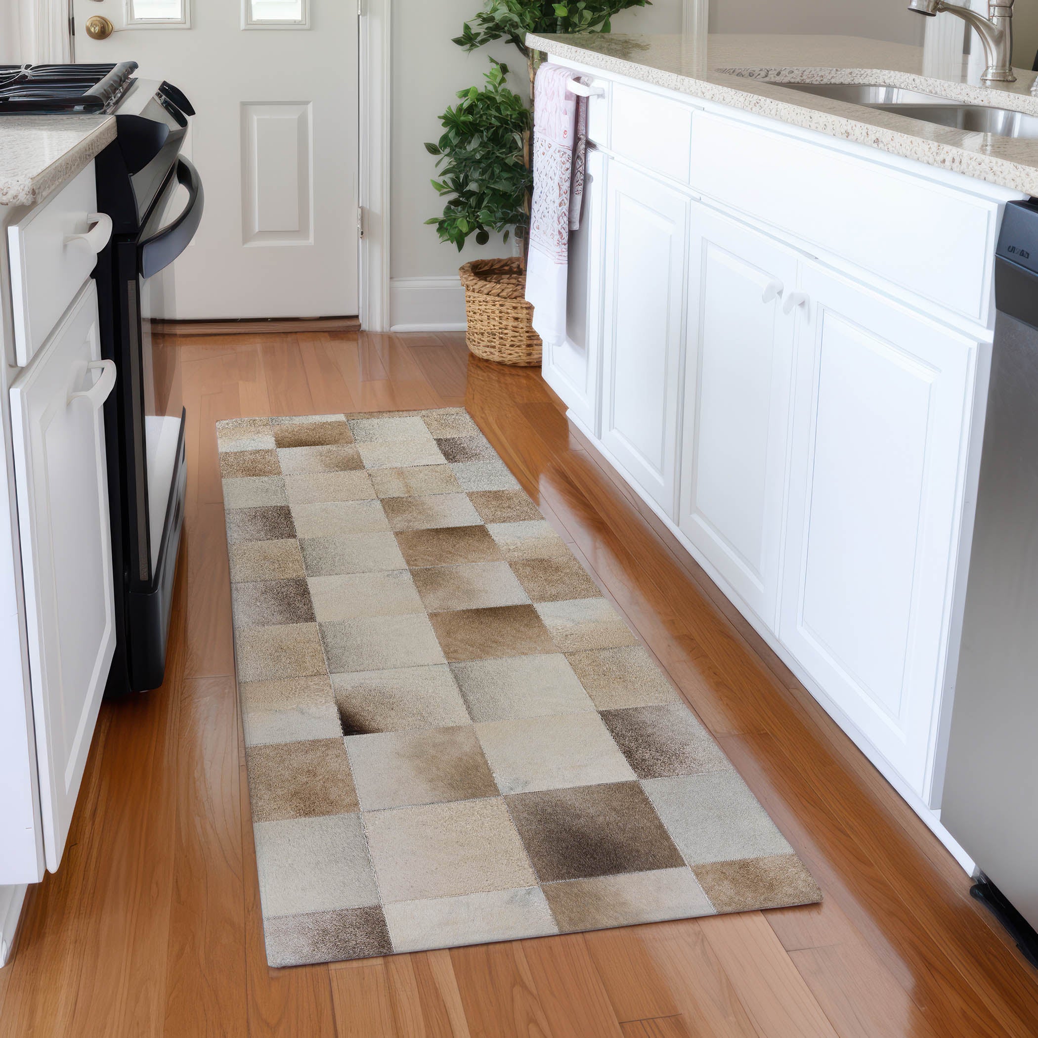 Sintra Machine Washable Cowhide Taupe Rug 2'3" x 7'6" #shape_Runner
