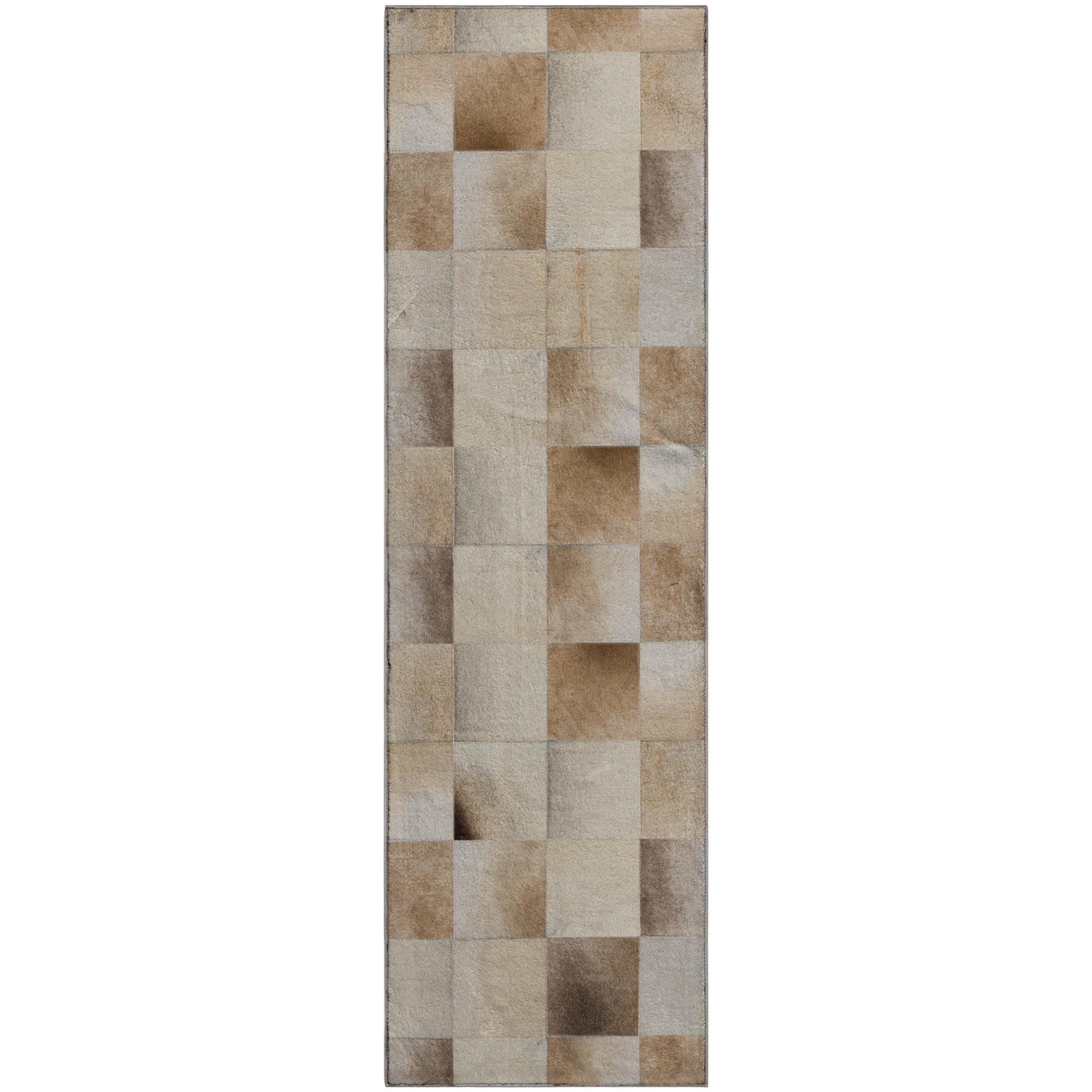 Sintra Machine Washable Cowhide Taupe Rug 2'3" x 7'6" #shape_Runner