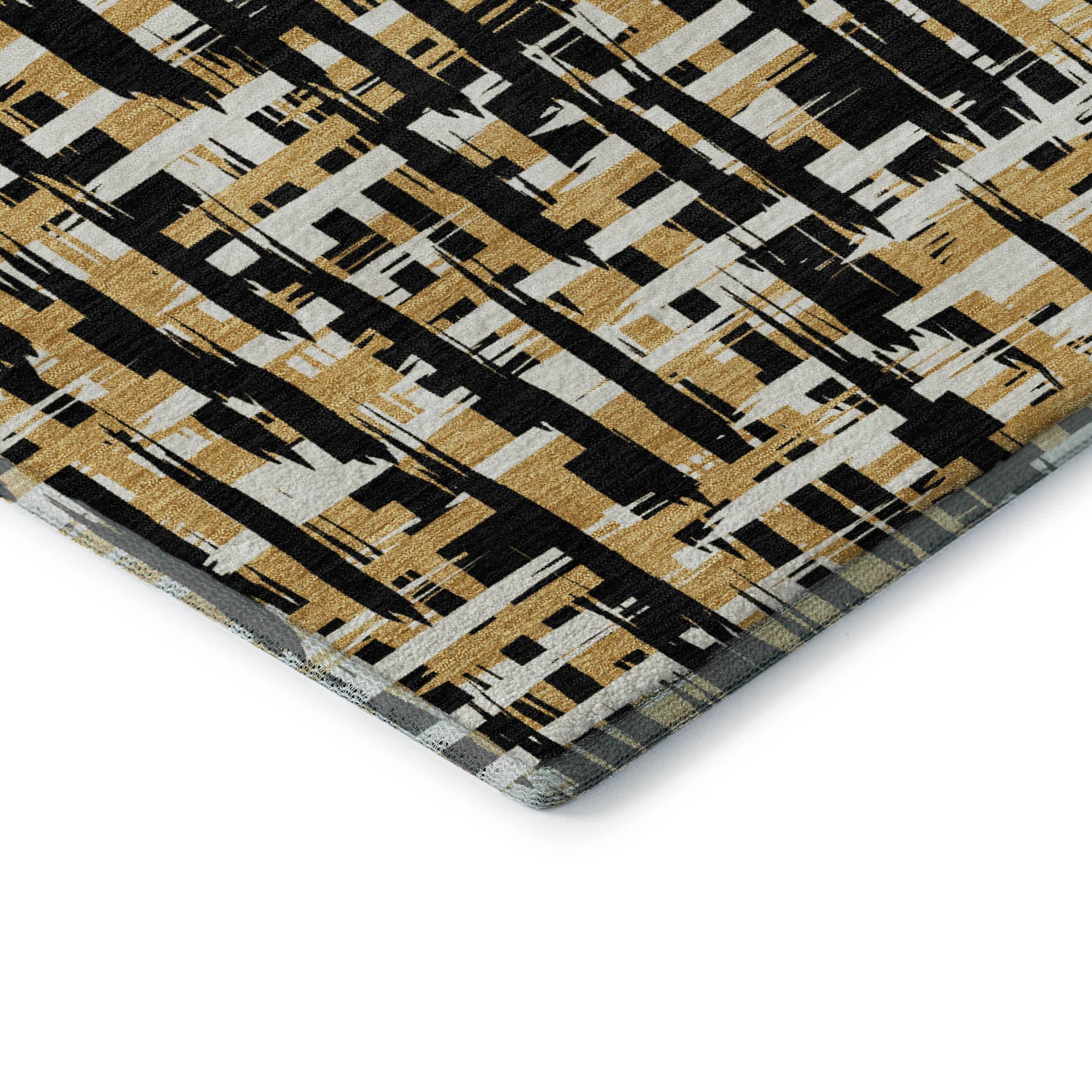 Luang Prabang Machine Washable Transitional Black Rug 1'8" x 2'6" #shape_Rectangle