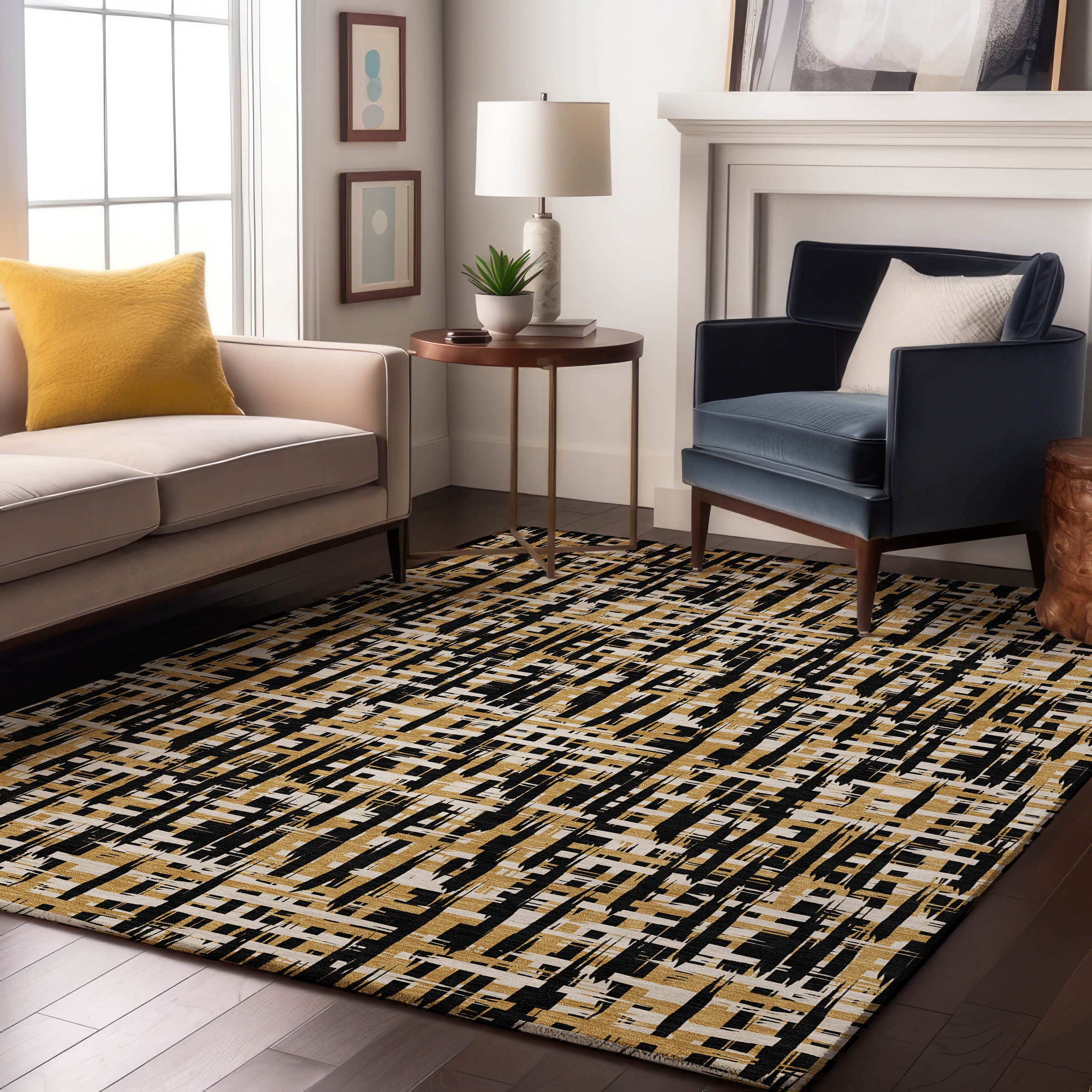 Luang Prabang Machine Washable Transitional Black Rug 2'6" x 3'10" #shape_Rectangle