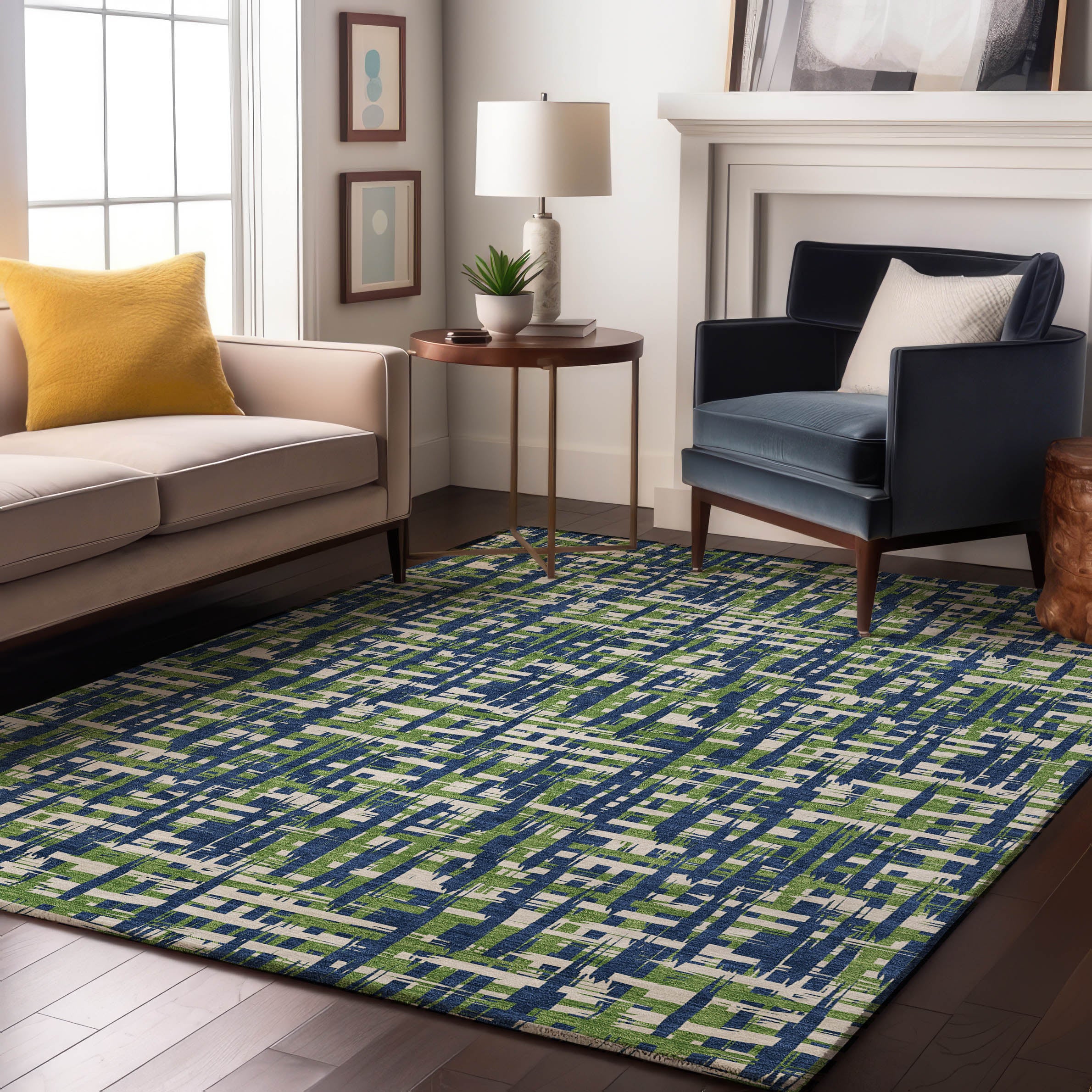 Luang Prabang Machine Washable Transitional Navy Blue Rug 2'6" x 3'10" #shape_Rectangle
