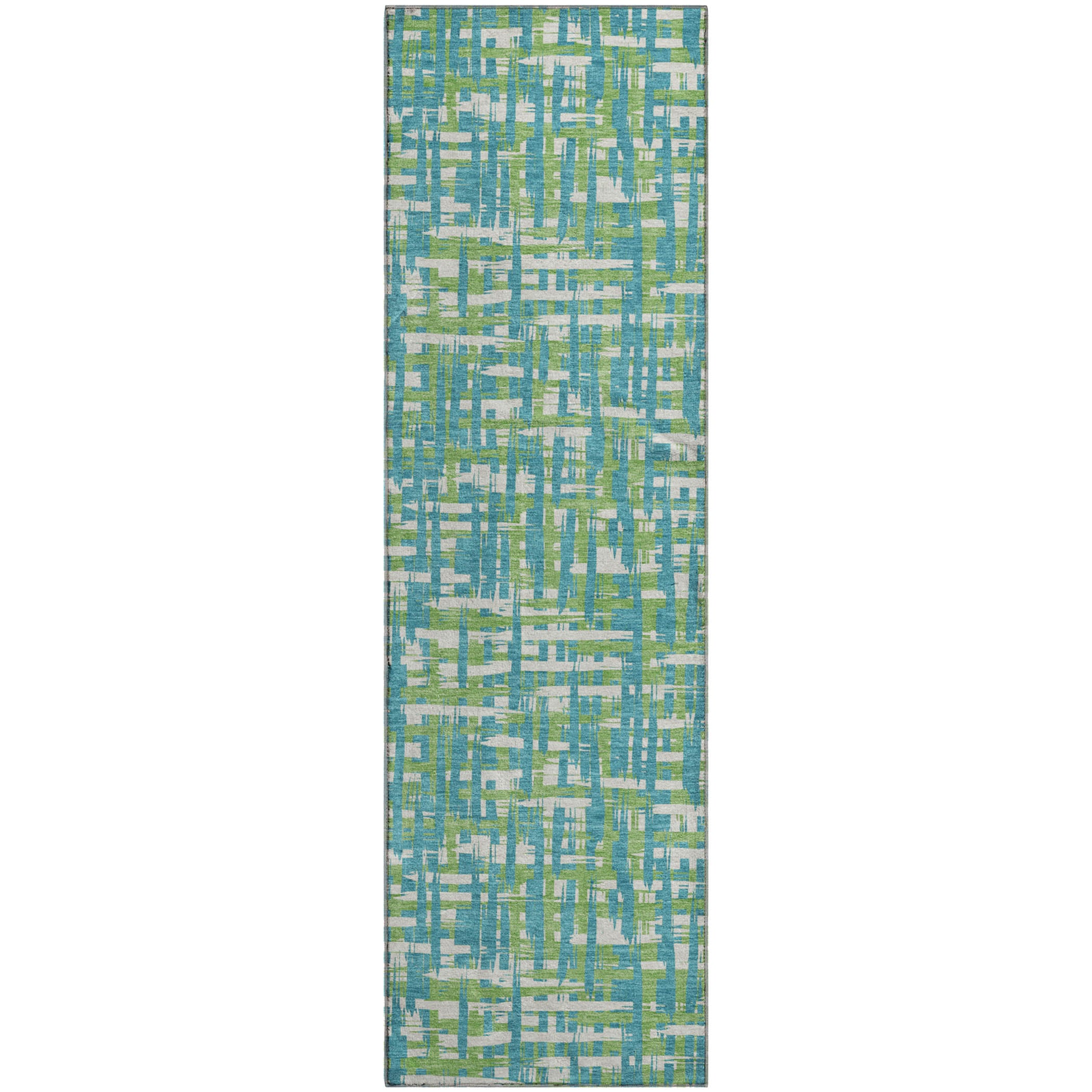 Luang Prabang Machine Washable Transitional Turquoise Teal Rug 2'3" x 7'6" #shape_Runner