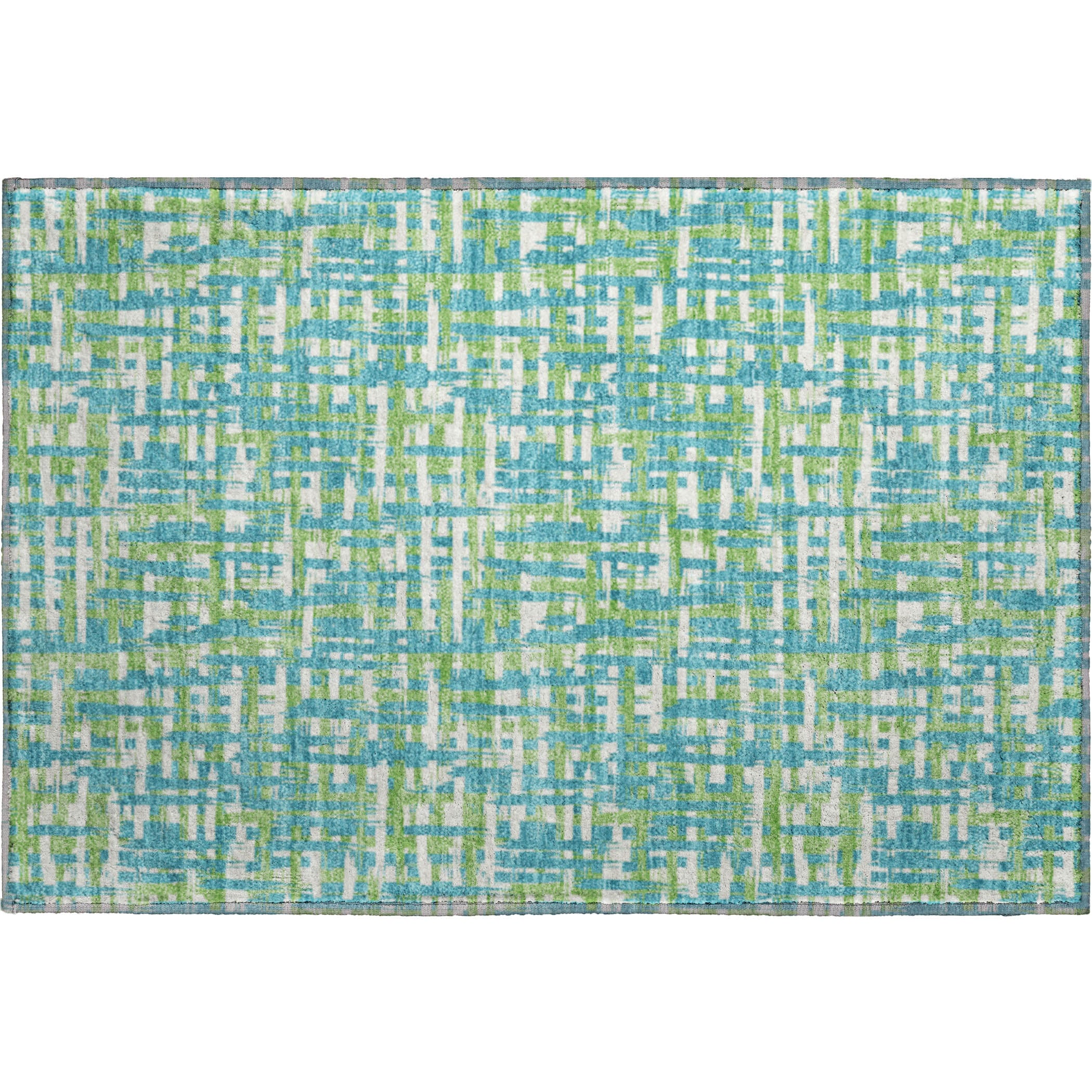 Luang Prabang Machine Washable Transitional Turquoise Teal Rug 1'8" x 2'6" #shape_Rectangle