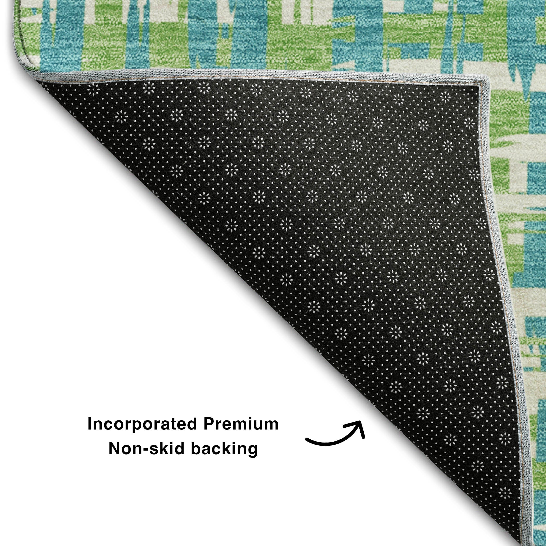 Luang Prabang Machine Washable Transitional Turquoise Teal Rug 1'8" x 2'6" #shape_Rectangle