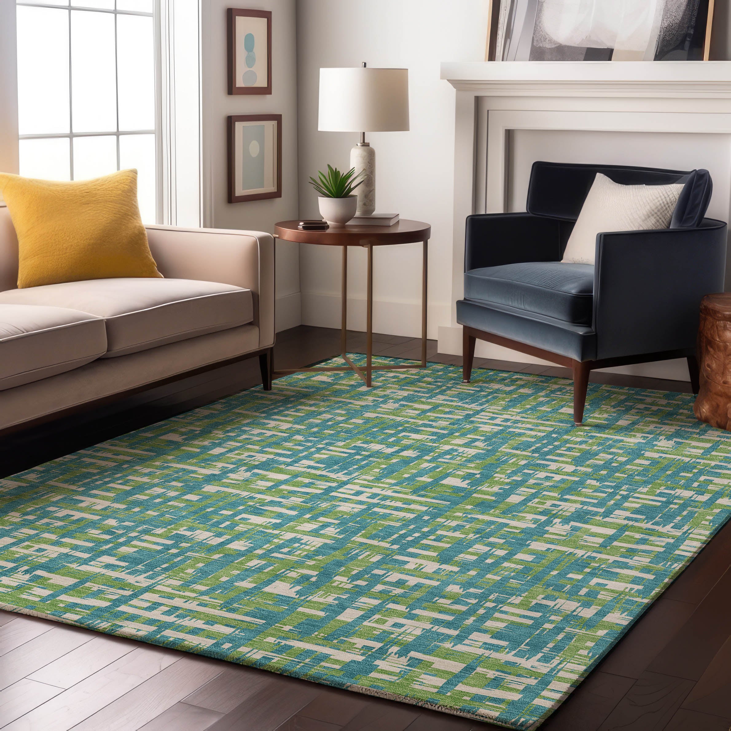 Luang Prabang Machine Washable Transitional Turquoise Teal Rug 2'6" x 3'10" #shape_Rectangle