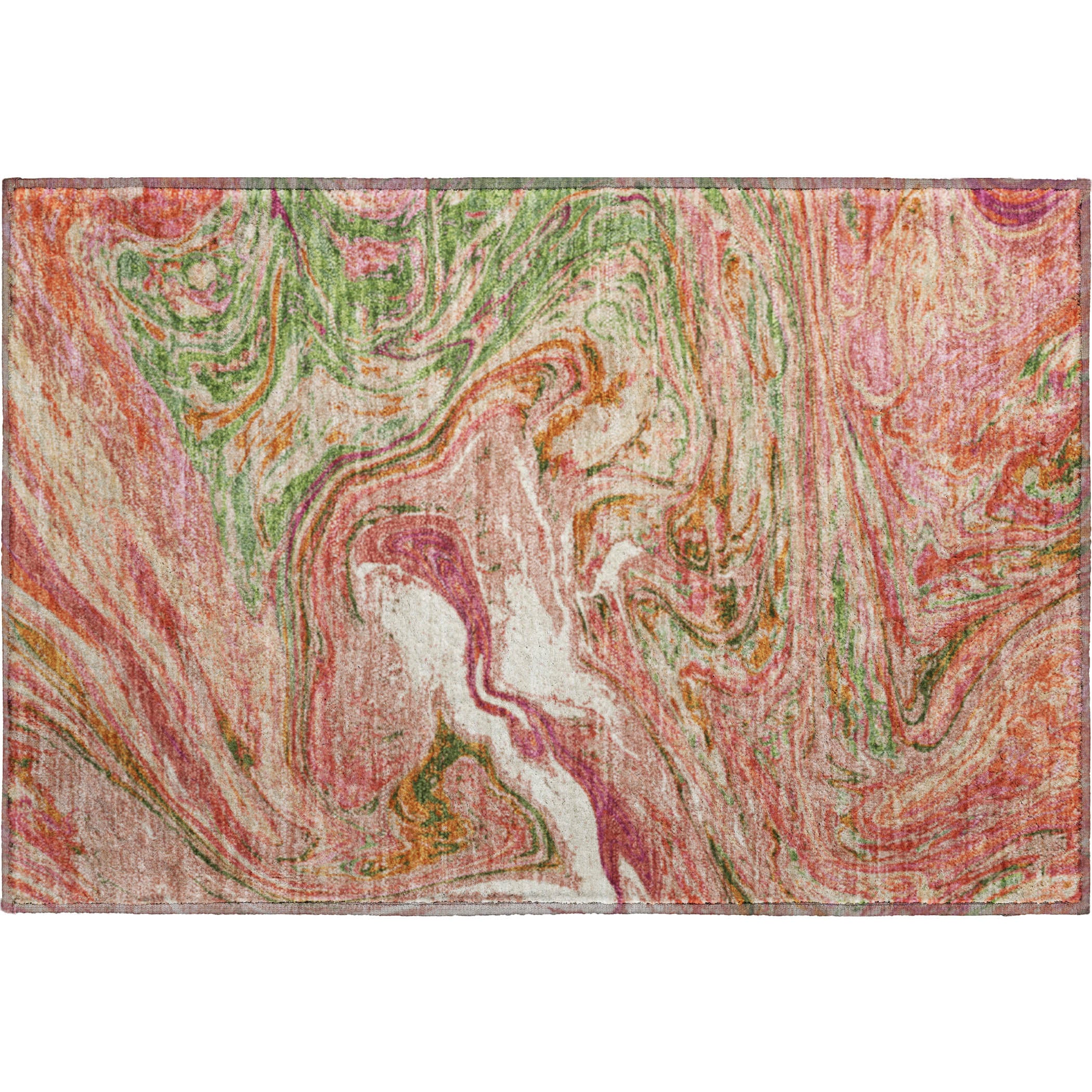 Cairo Machine Washable Transitional Coral Orange Rug 1'8" x 2'6" #shape_Rectangle