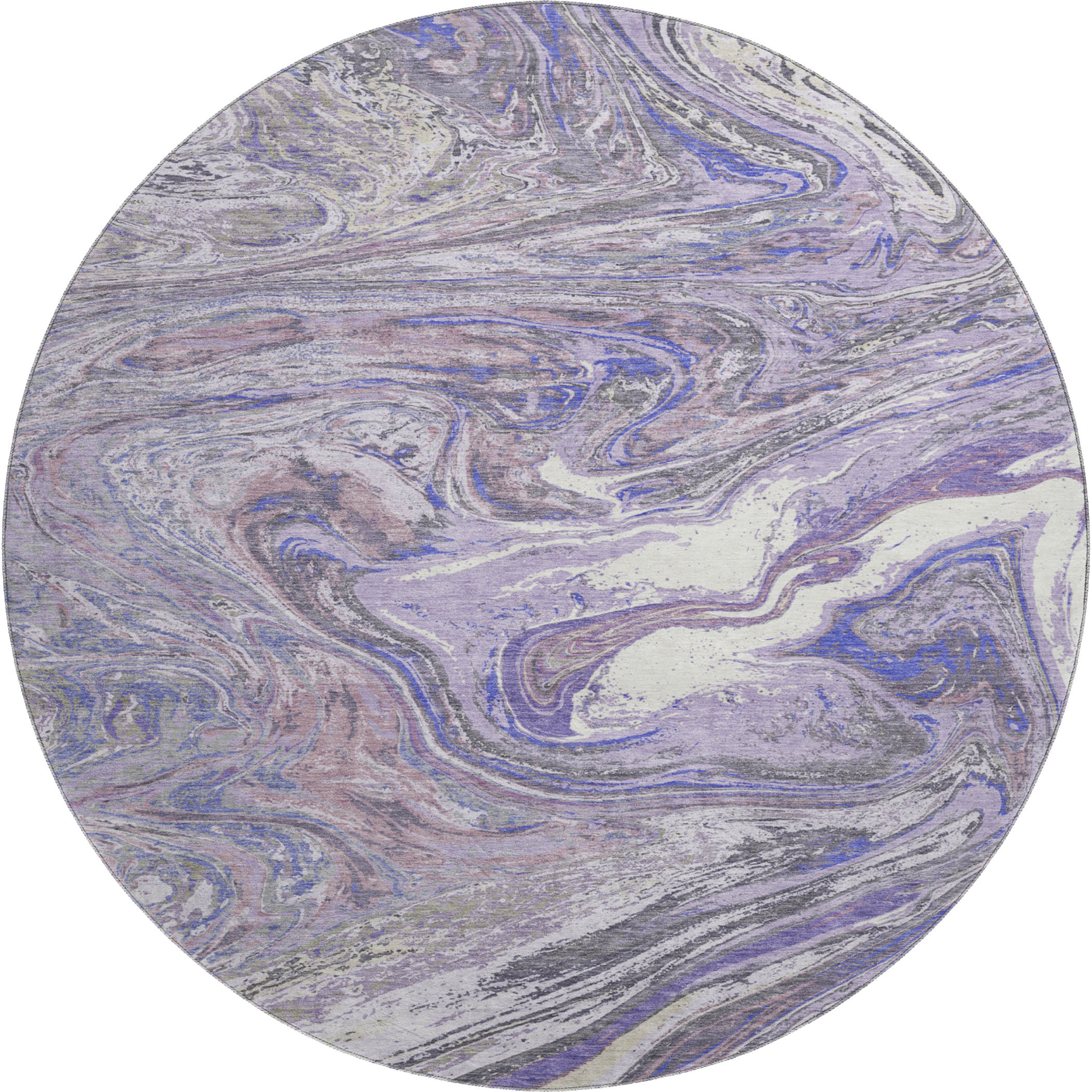 Cairo Machine Washable Transitional Lavender Purple Rug 8' x 8' #shape_Round