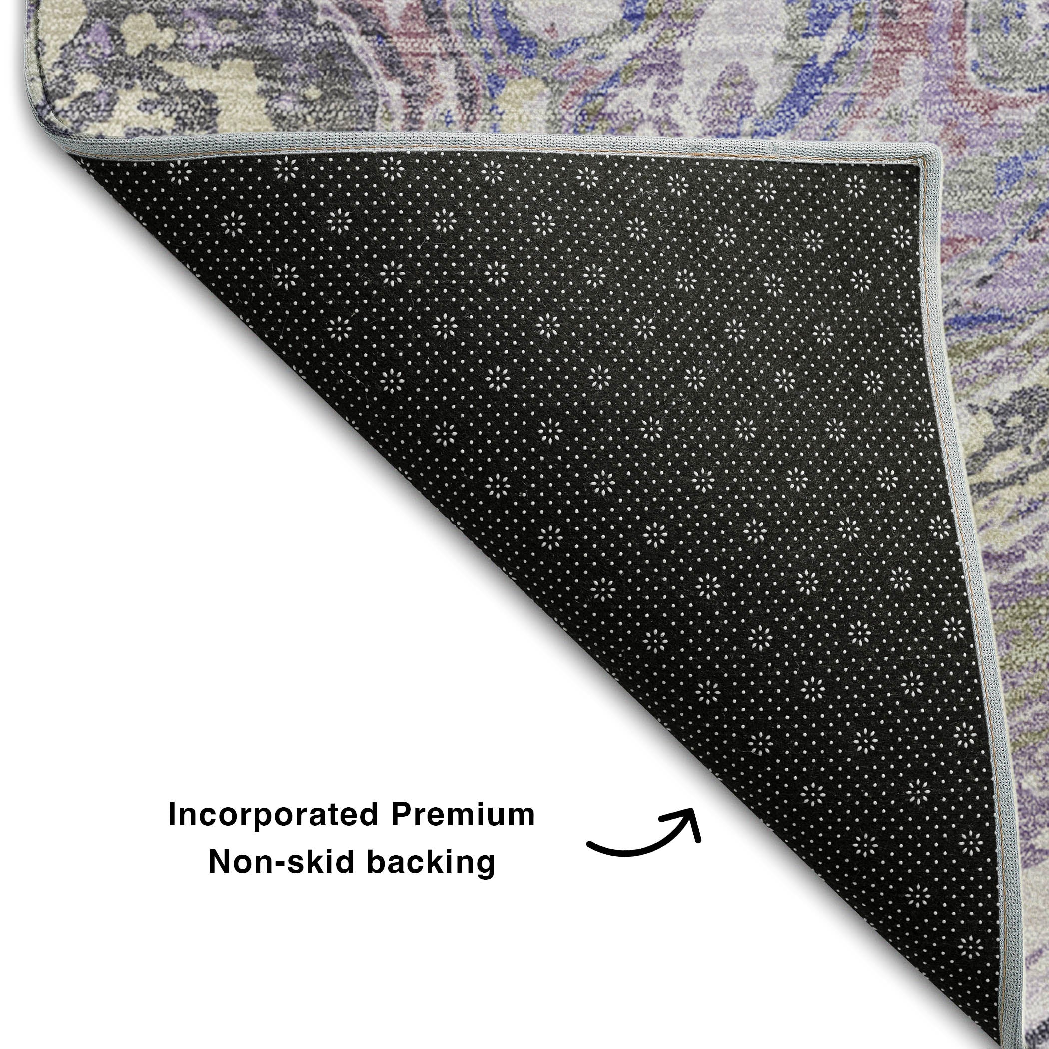 Cairo Machine Washable Transitional Lavender Purple Rug 1'8" x 2'6" #shape_Rectangle