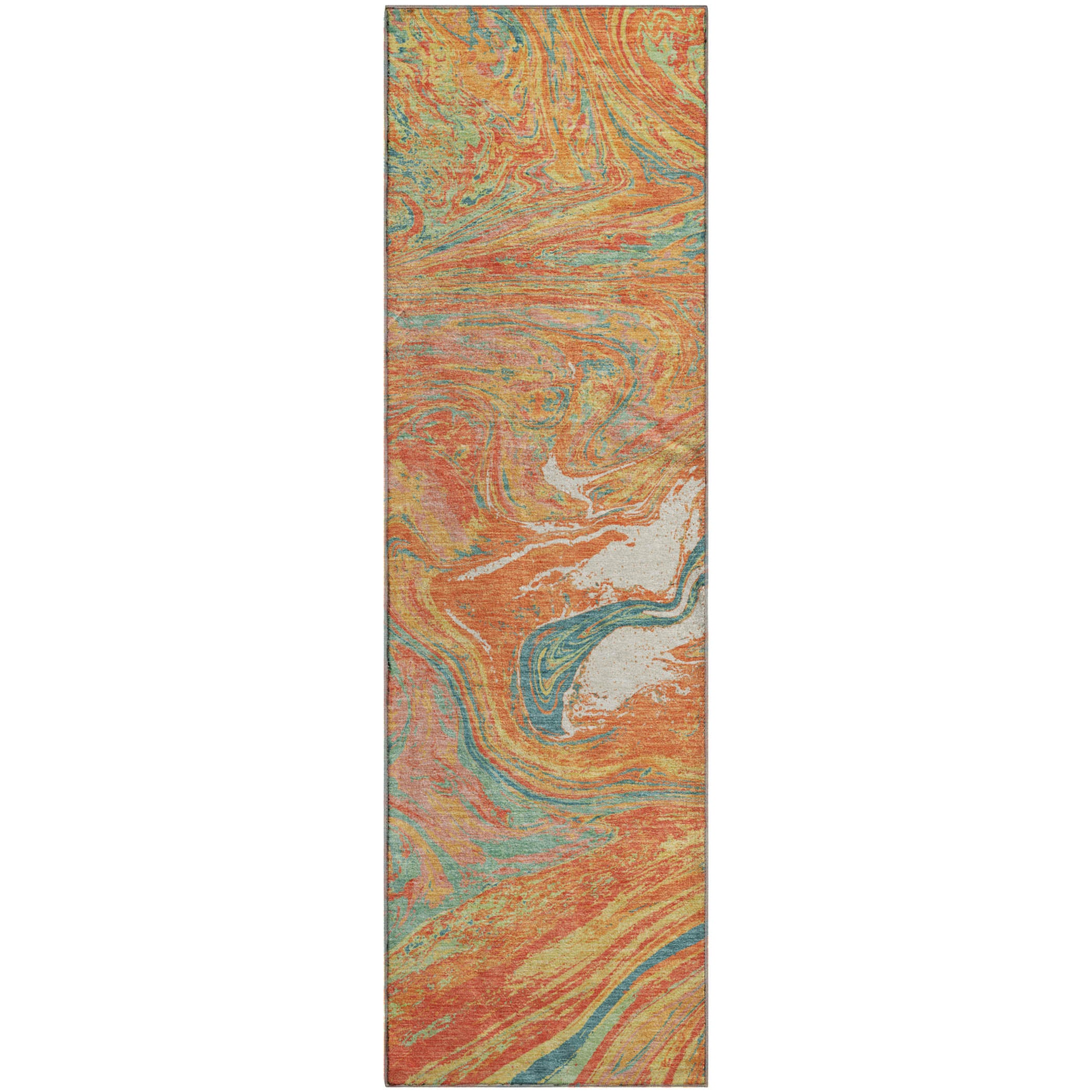 Cairo Machine Washable Transitional Orange Rug 2'3" x 7'6" #shape_Runner