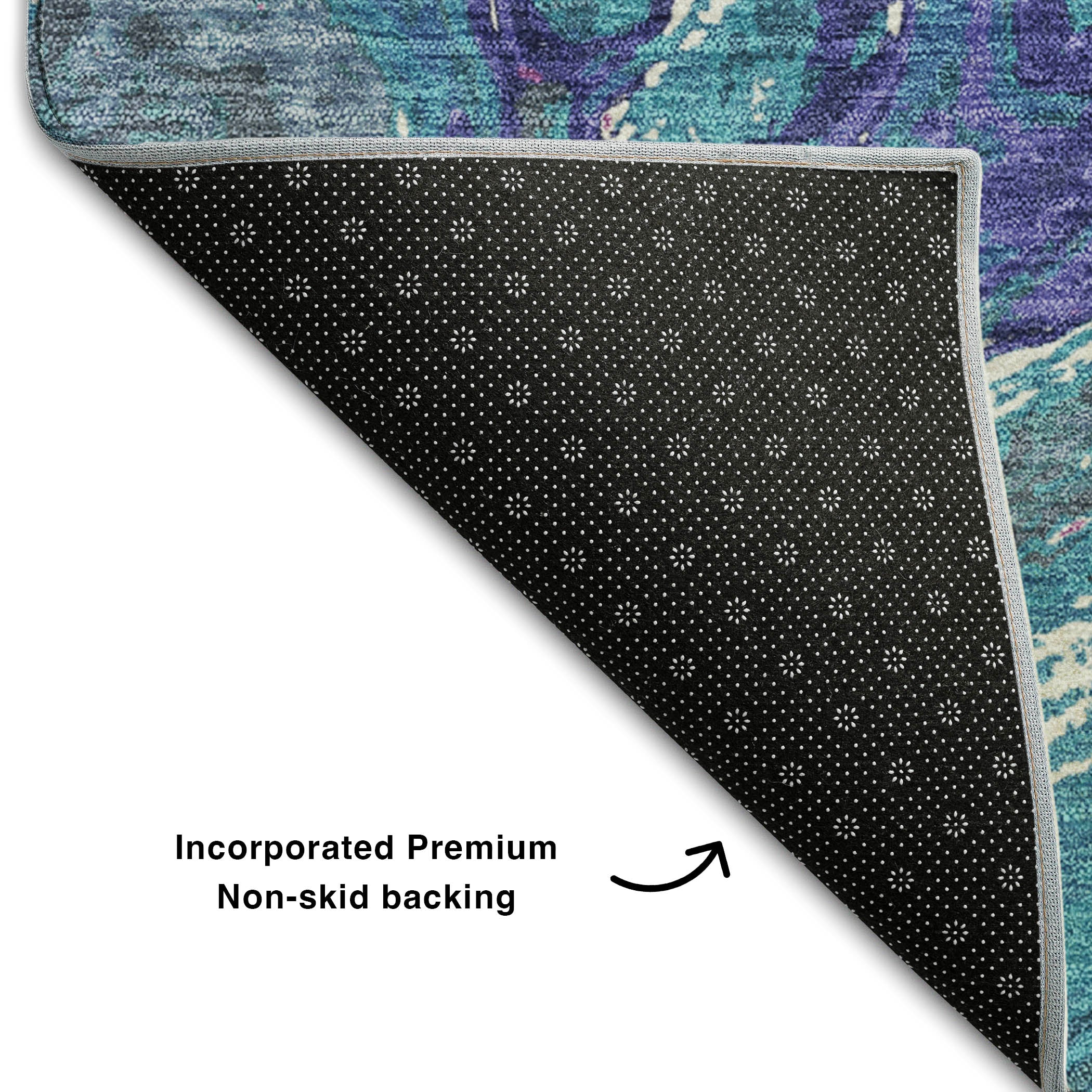Cairo Machine Washable Transitional Teal Rug 1'8" x 2'6" #shape_Rectangle