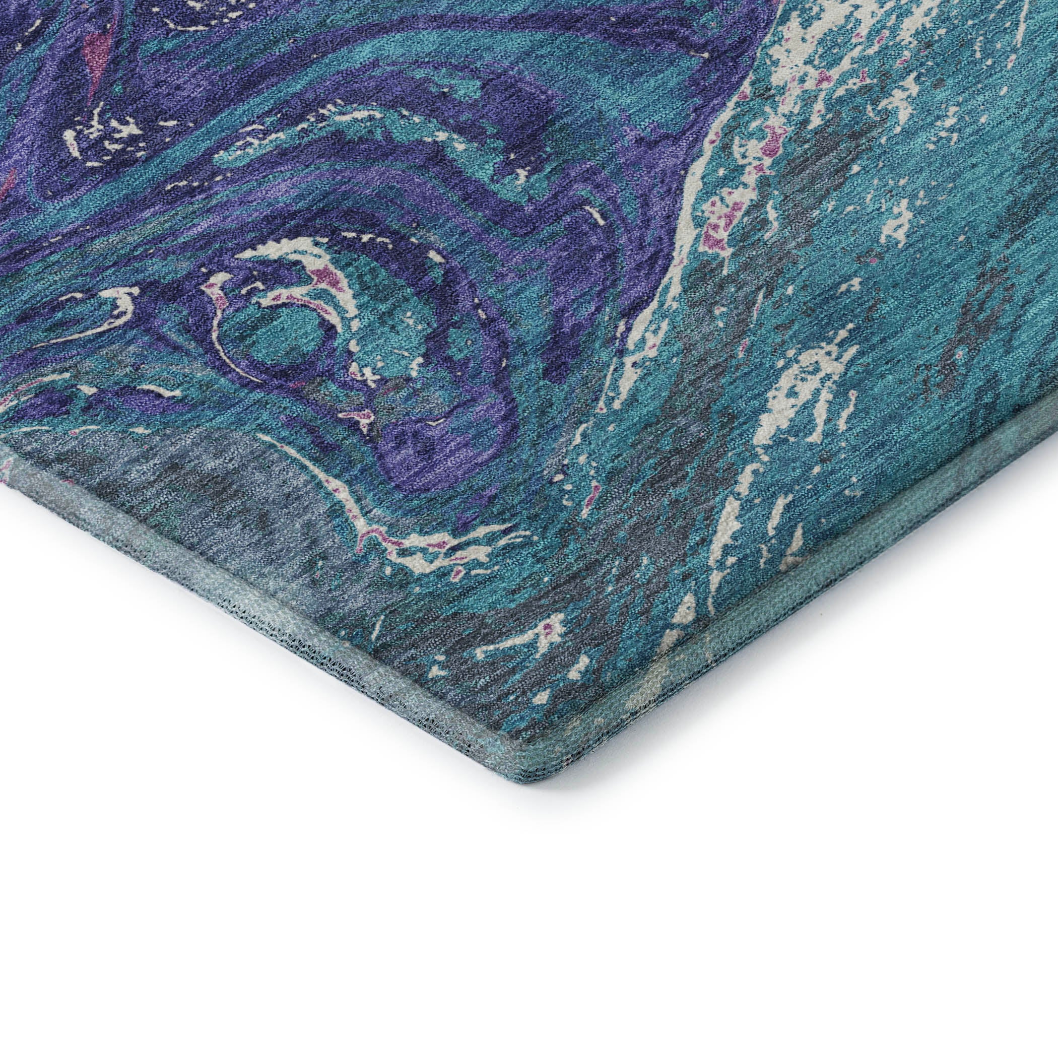 Cairo Machine Washable Transitional Teal Rug 1'8" x 2'6" #shape_Rectangle