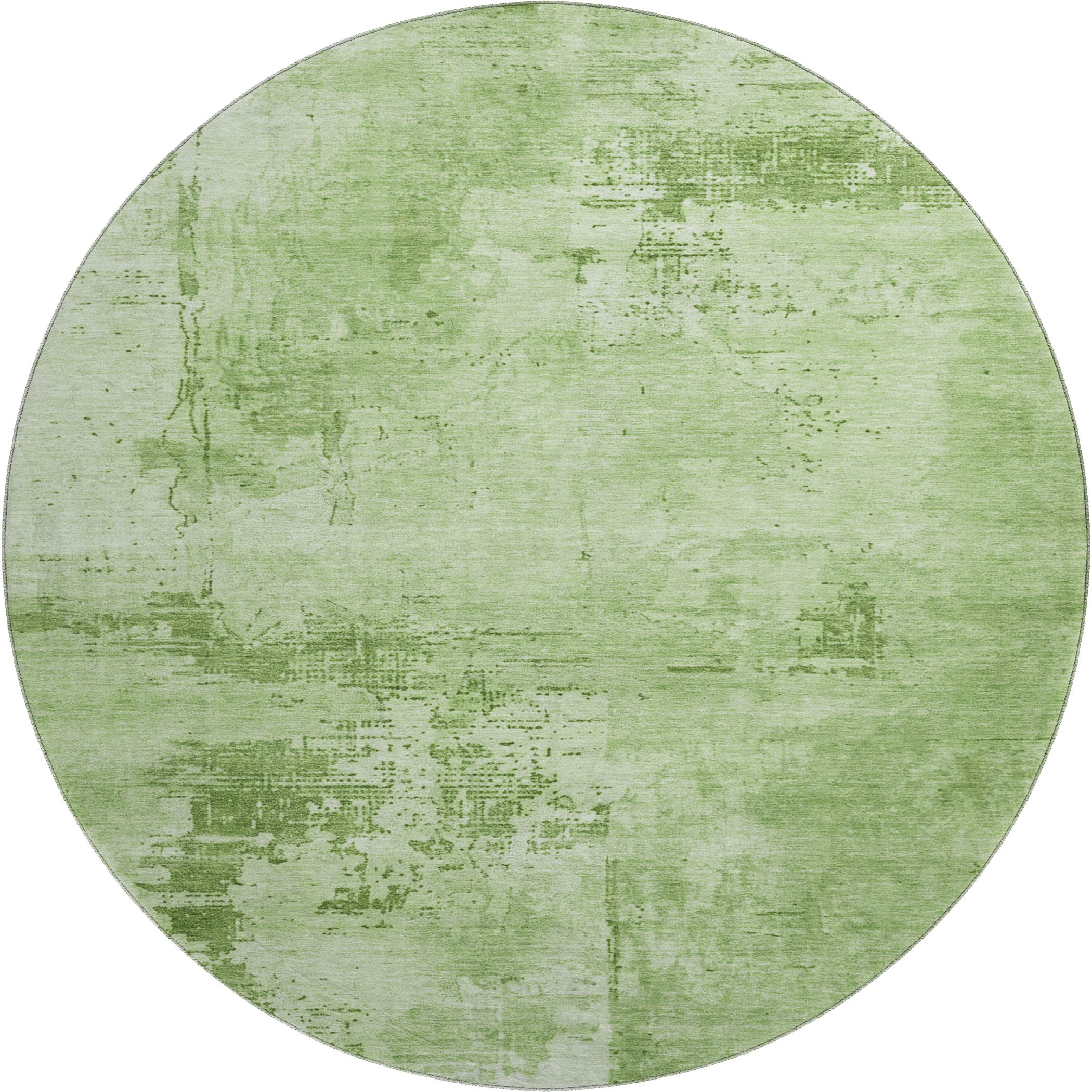 Antigua Machine Washable Transitional Green Rug 8' x 8' #shape_Round