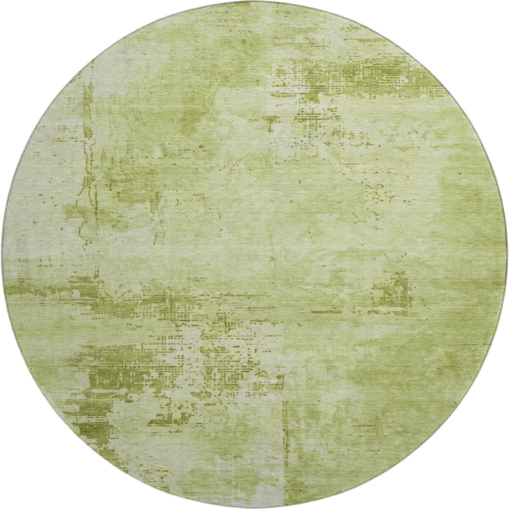 Antigua Machine Washable Transitional Lime Green Rug 8' x 8' #shape_Round